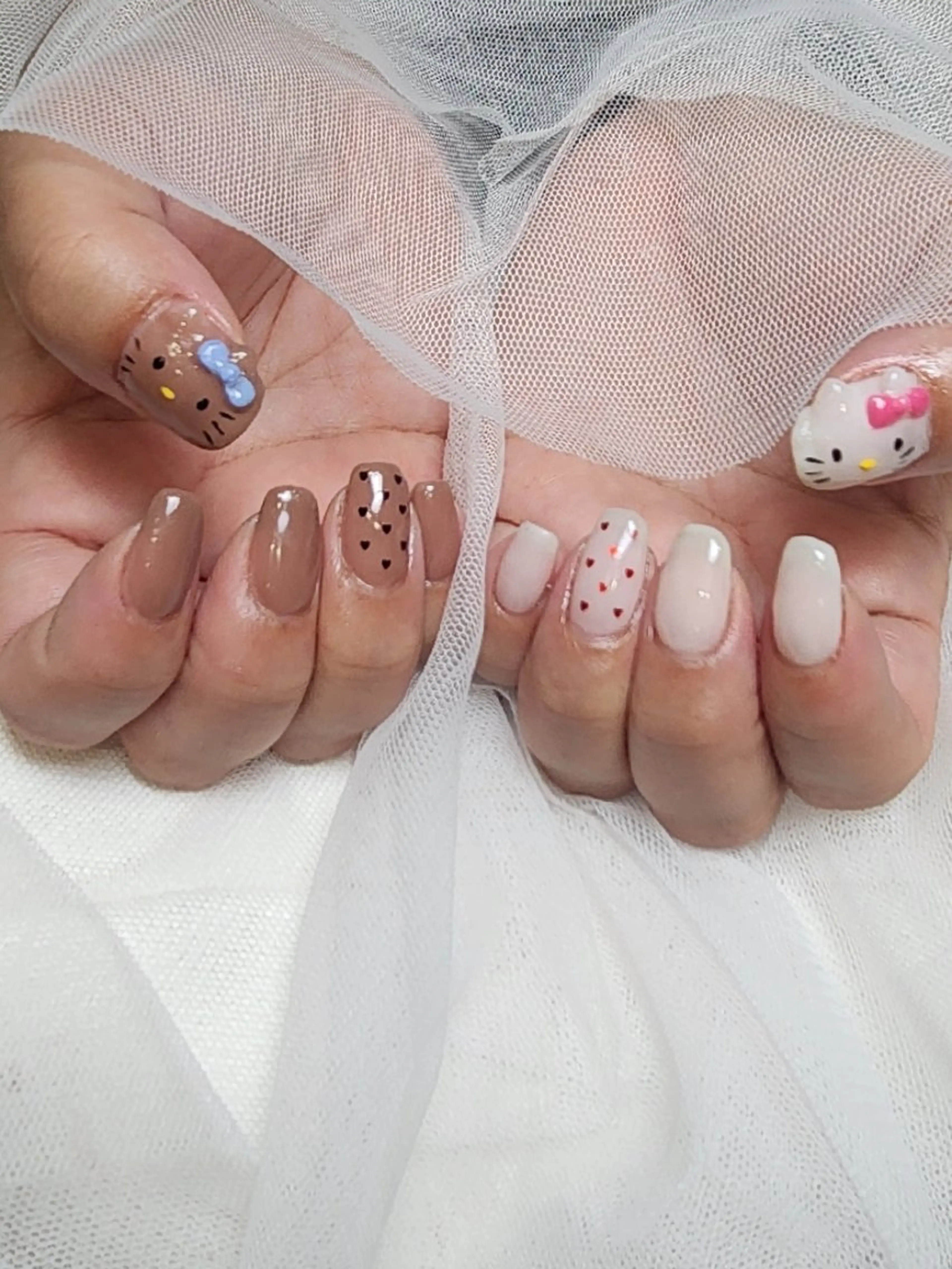 ネイル ブラウン ジェルネイル ハート Nailroom3  古屋明美のネイルデザイン