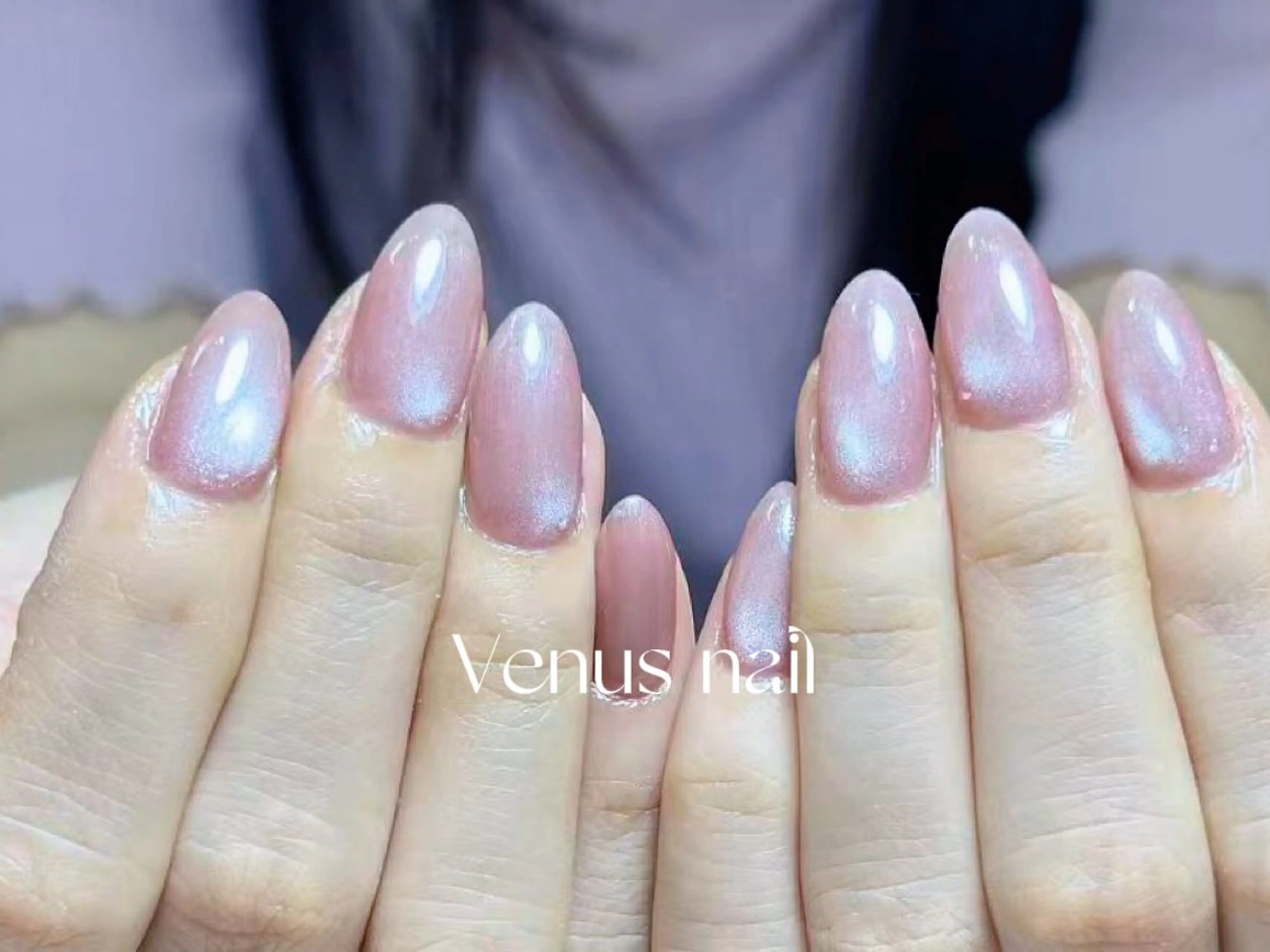 ネイル フレンチネイル ガーリー ガラスフレンチ 韓国ネイル ロングネイル ハンドネイル Venus nail チップ長さだし専門店のネイルデザイン