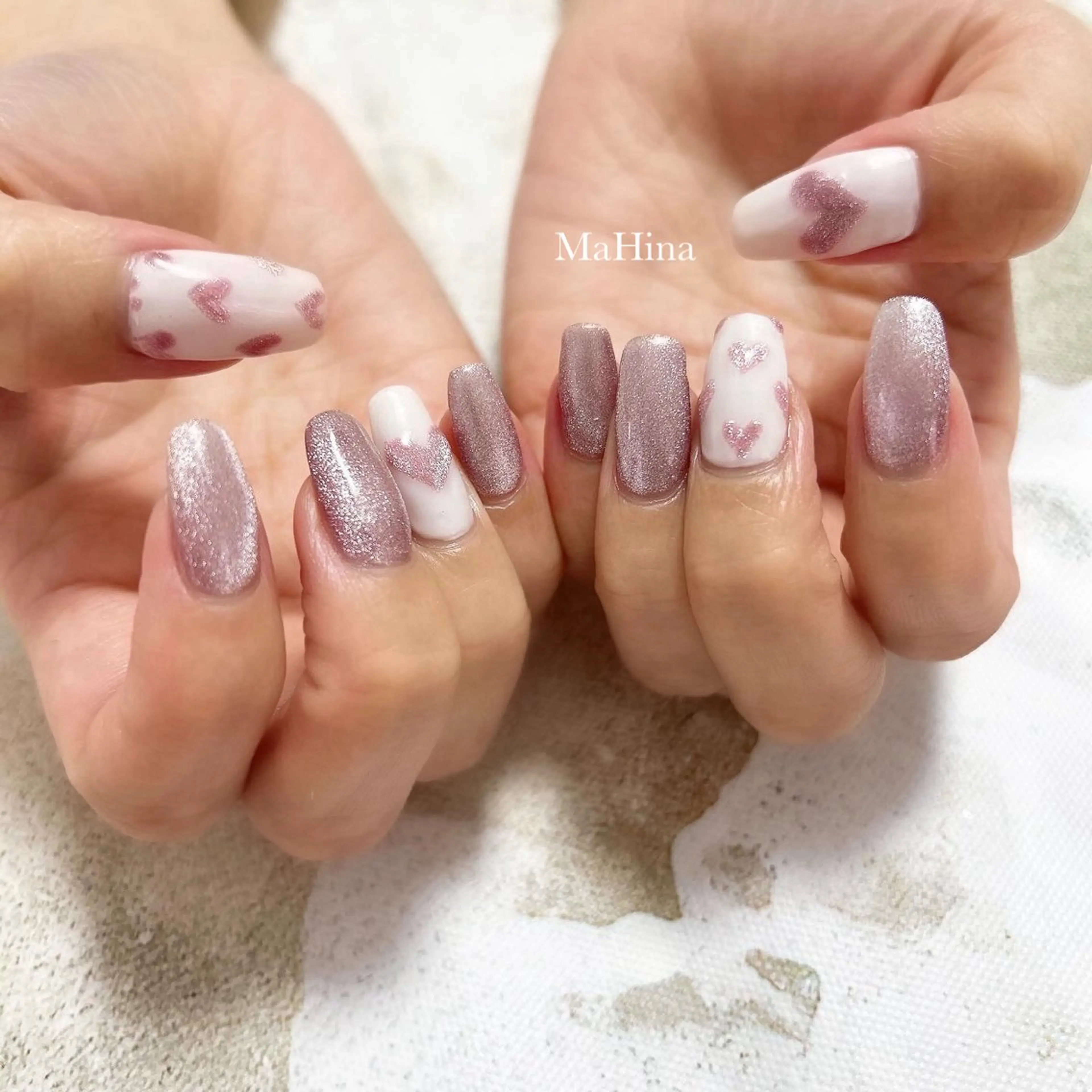 ネイル ハート マグネットネイル バレンタイン Healing Salon...MaHina(マヒナ)所属・MaHina🌙 salonのネイルデザイン