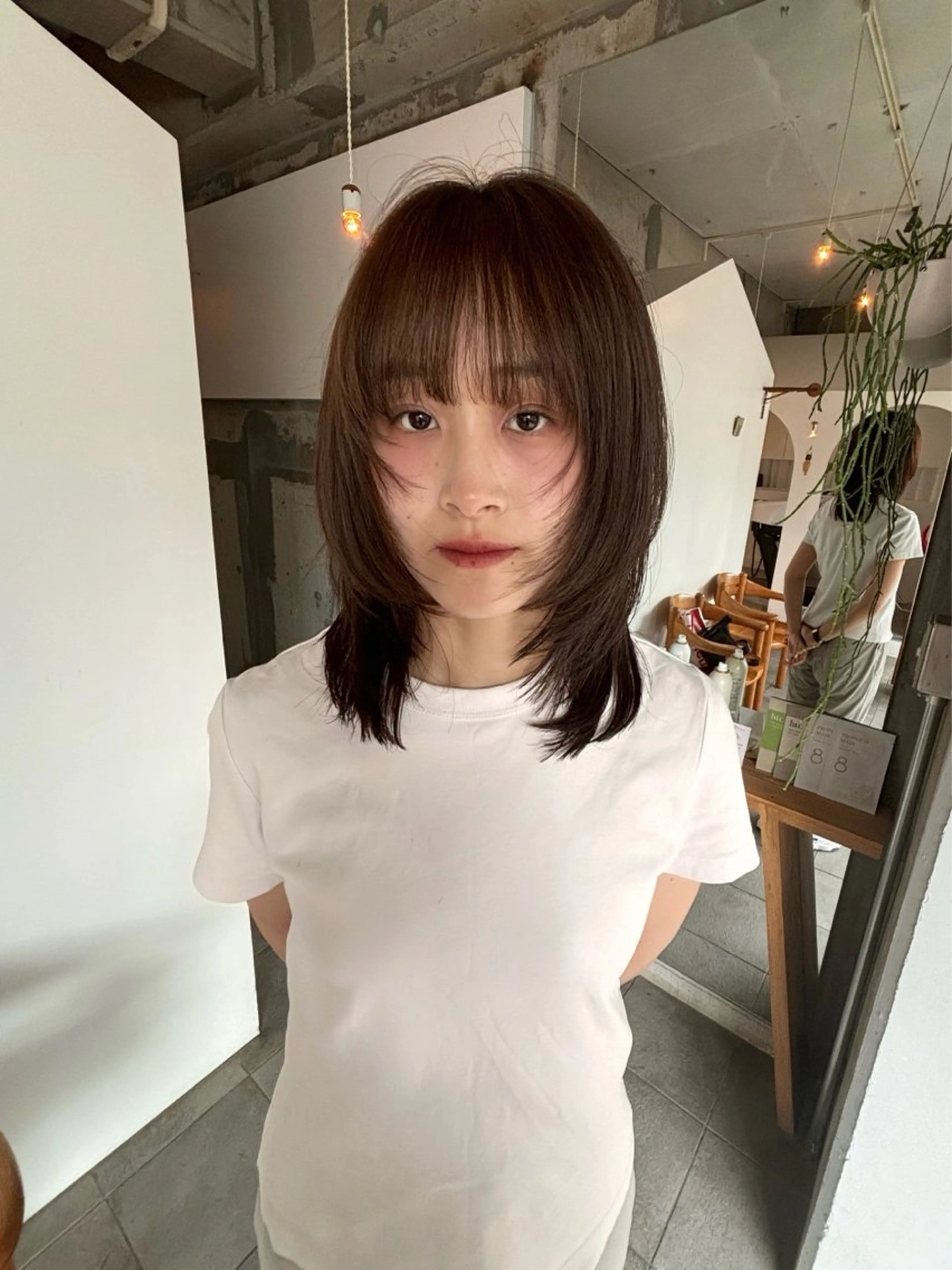 ミディアム カラー デザインカット 韓国風ヘア レイヤーカット mirai/レイヤー ボブ/デザインのヘアスタイル