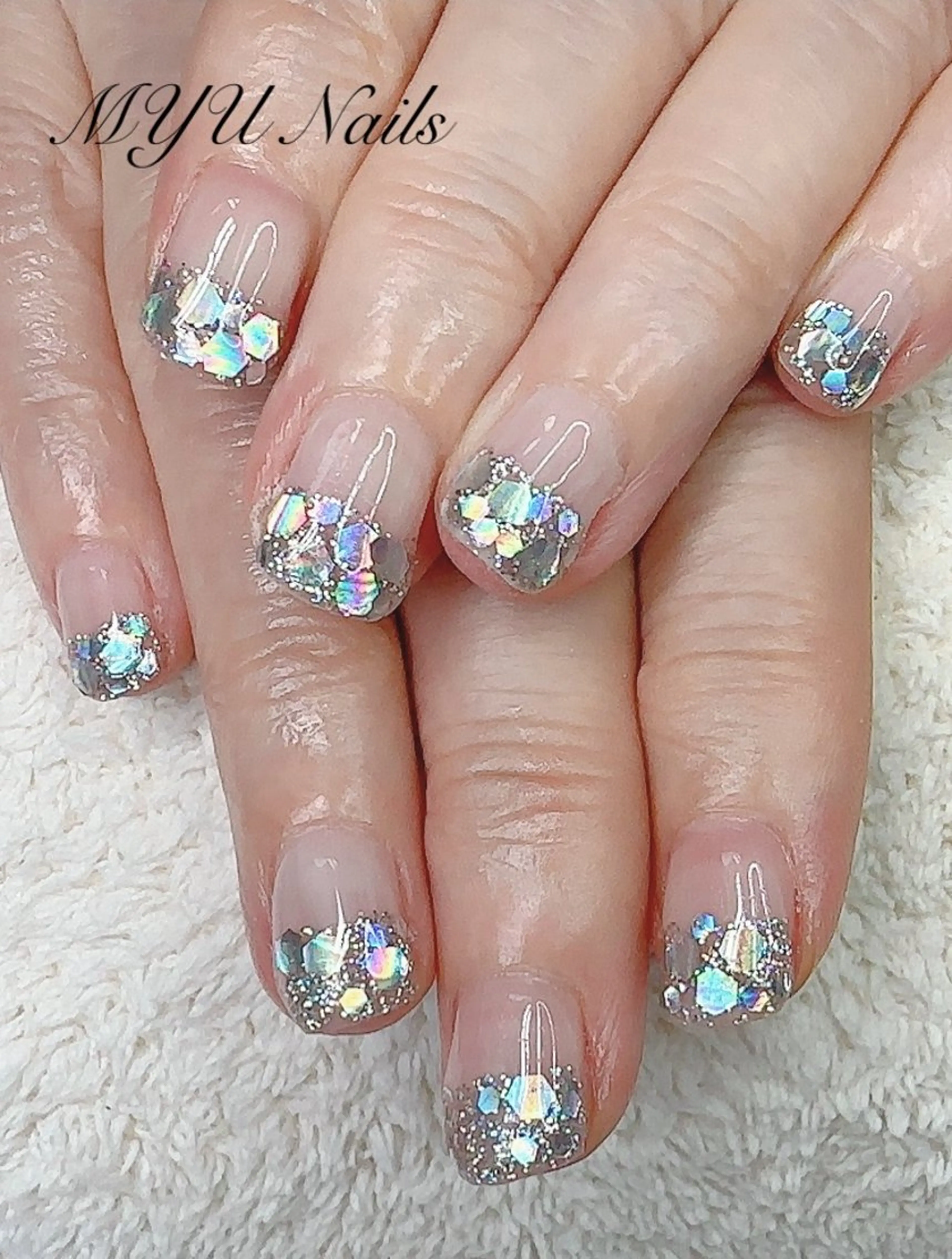 ネイル フレンチネイル ガラスフレンチ ニュアンスネイル🌈 MYU Nailsのネイルデザイン