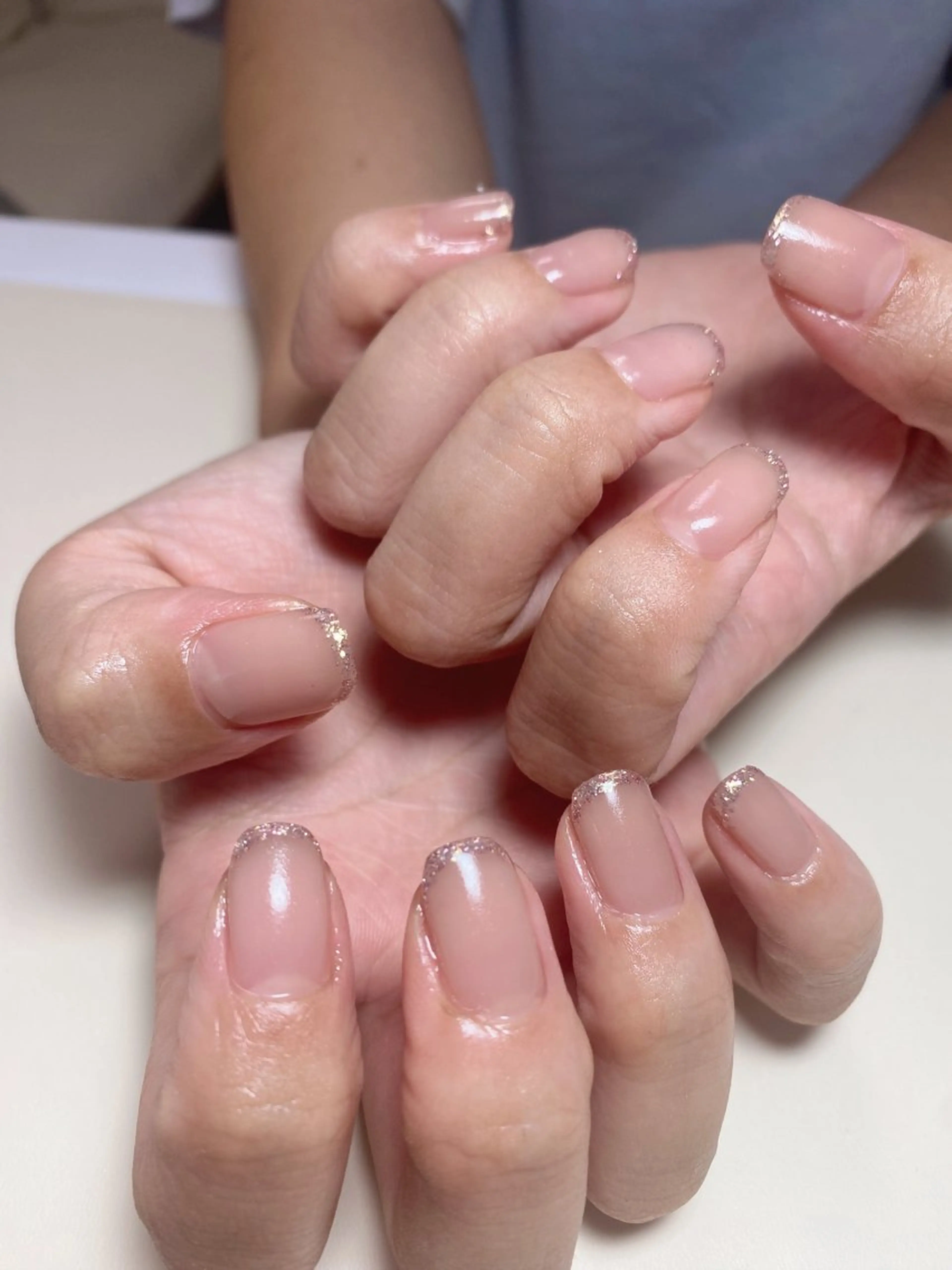 ネイル フレンチネイル ラメ(グリッター) オフィスネイル ハンドネイル Nail Salon K 🧸美爪育成のネイルデザイン