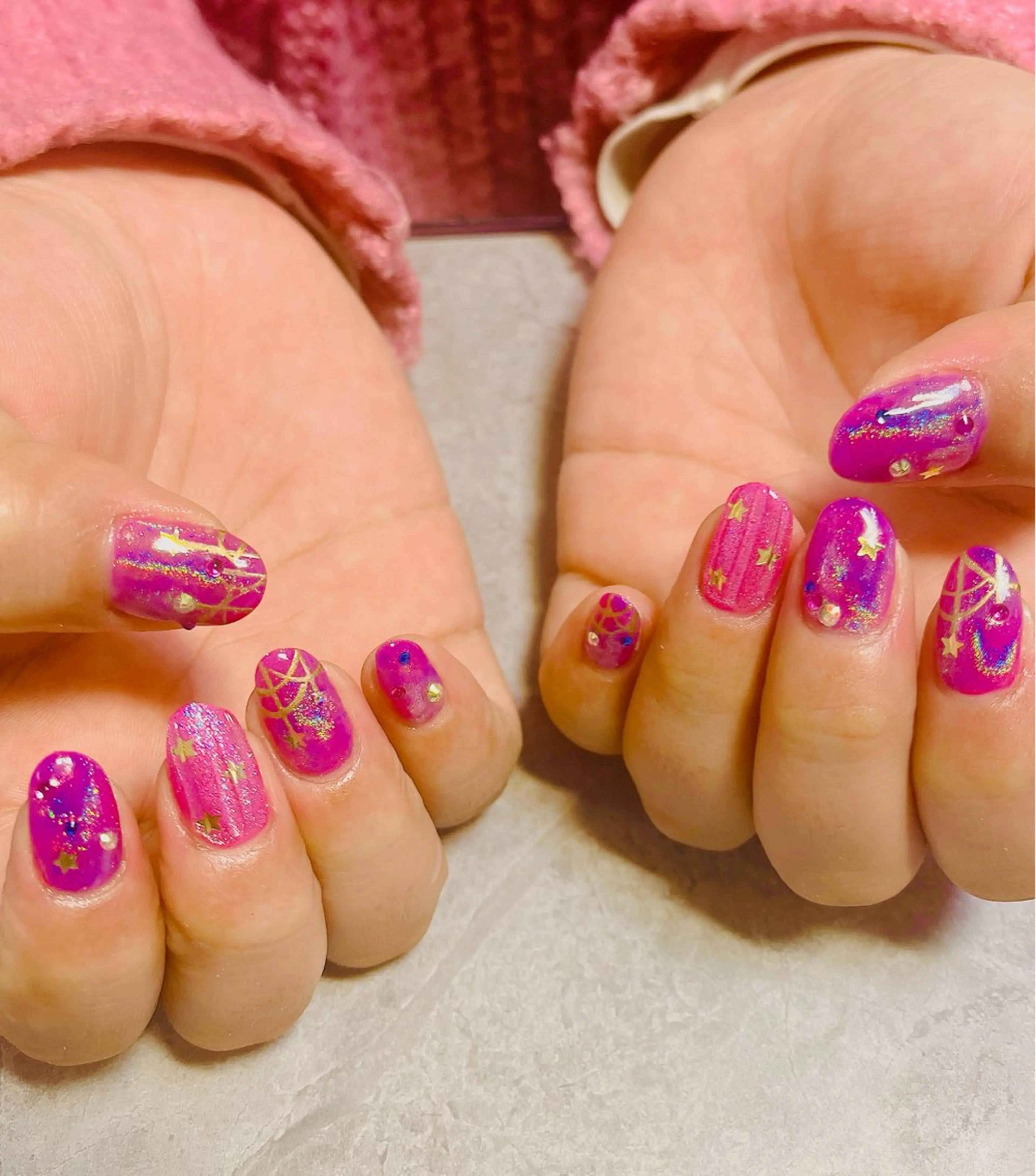 ネイル ピンク パープル 春ネイル ハンドネイル ハンドケア ベテランネイル cnc  nailのネイルデザイン