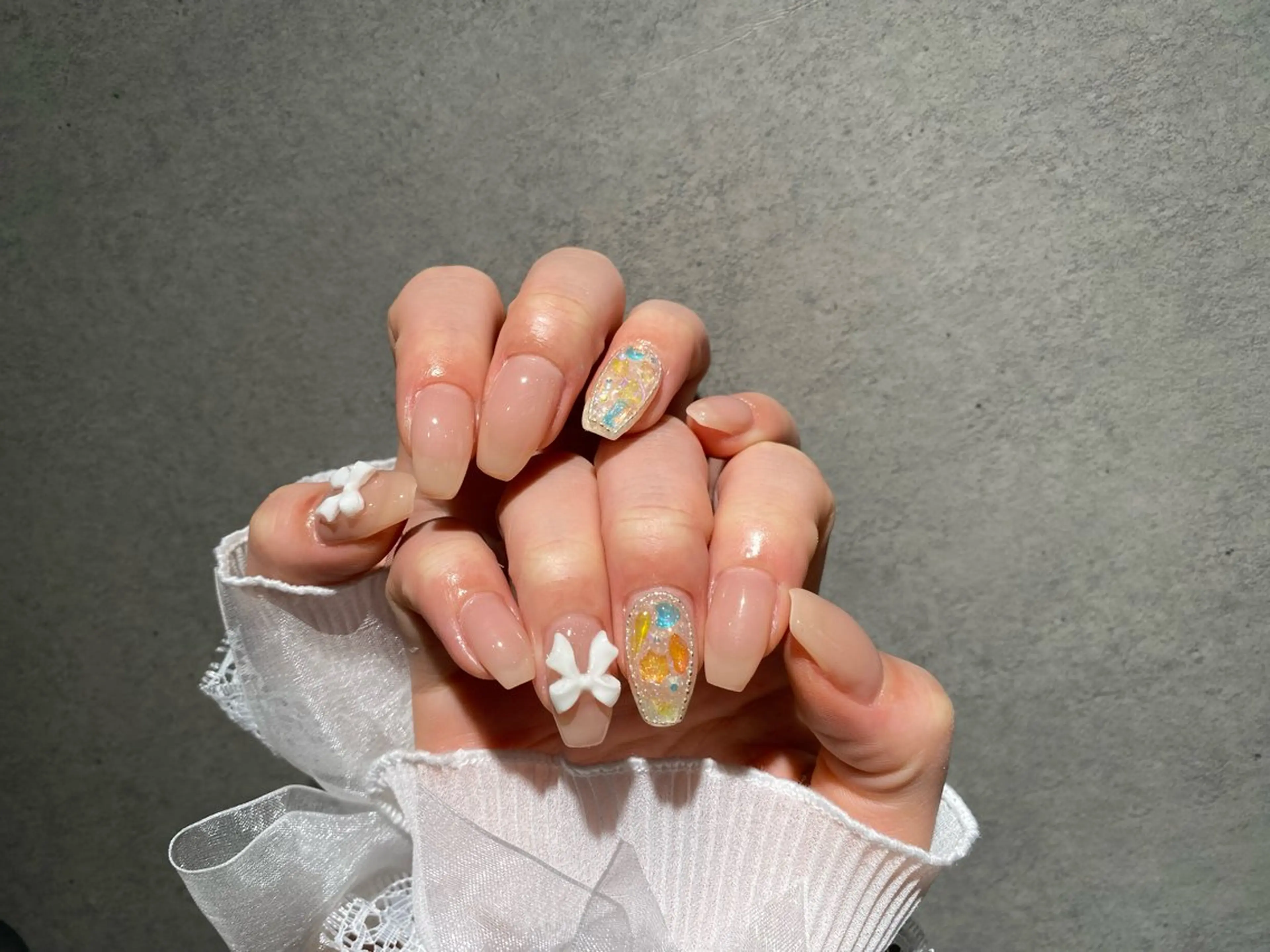 ネイル I-nailロング /ワンホン/キラキラのネイルデザイン