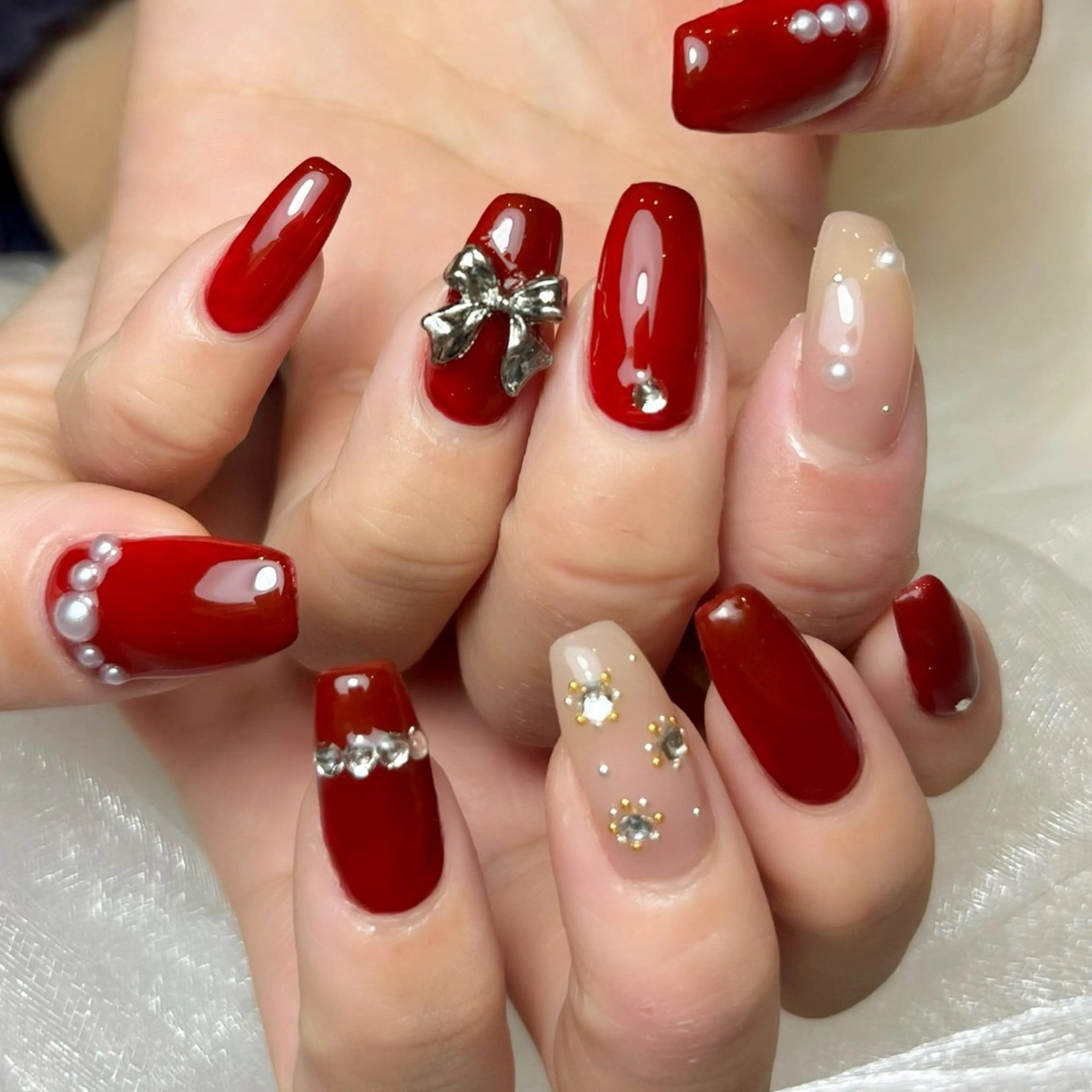 ネイル リボン ハンドネイル Lilibeauty salonのネイルデザイン