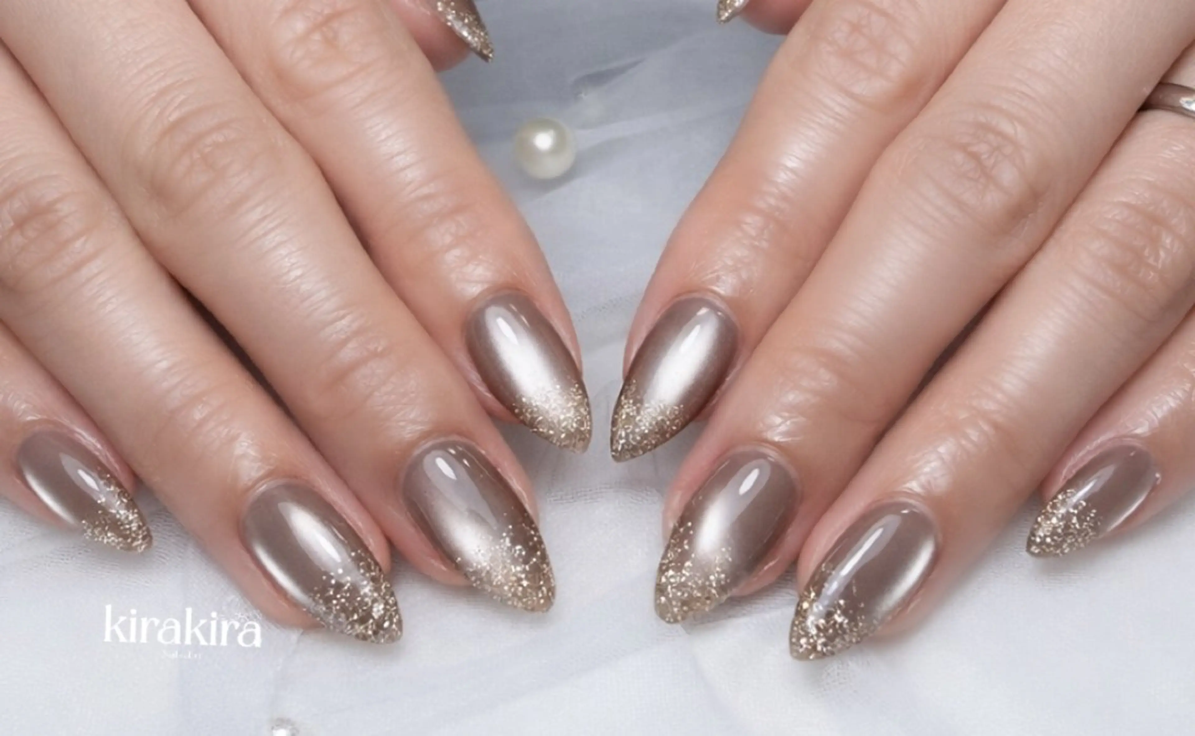 ネイル 入学式 フットネイル グラデーション 卒業式 キラキラネイル Kirakira Nail salonのネイルデザイン