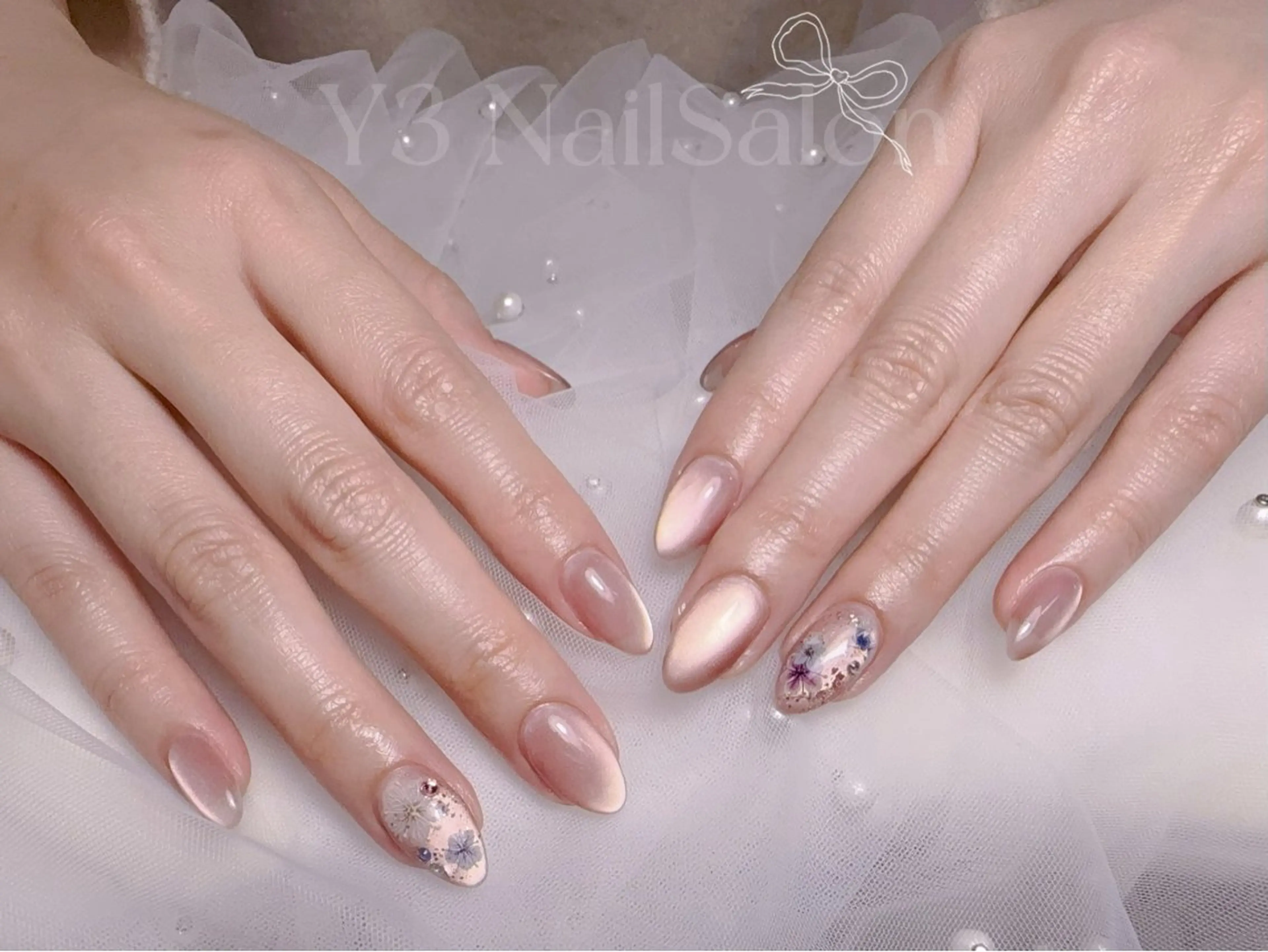 ネイル アートネイル マグネットネイル ピンク 春ネイル ハンドネイル Y3 NailSalonのネイルデザイン