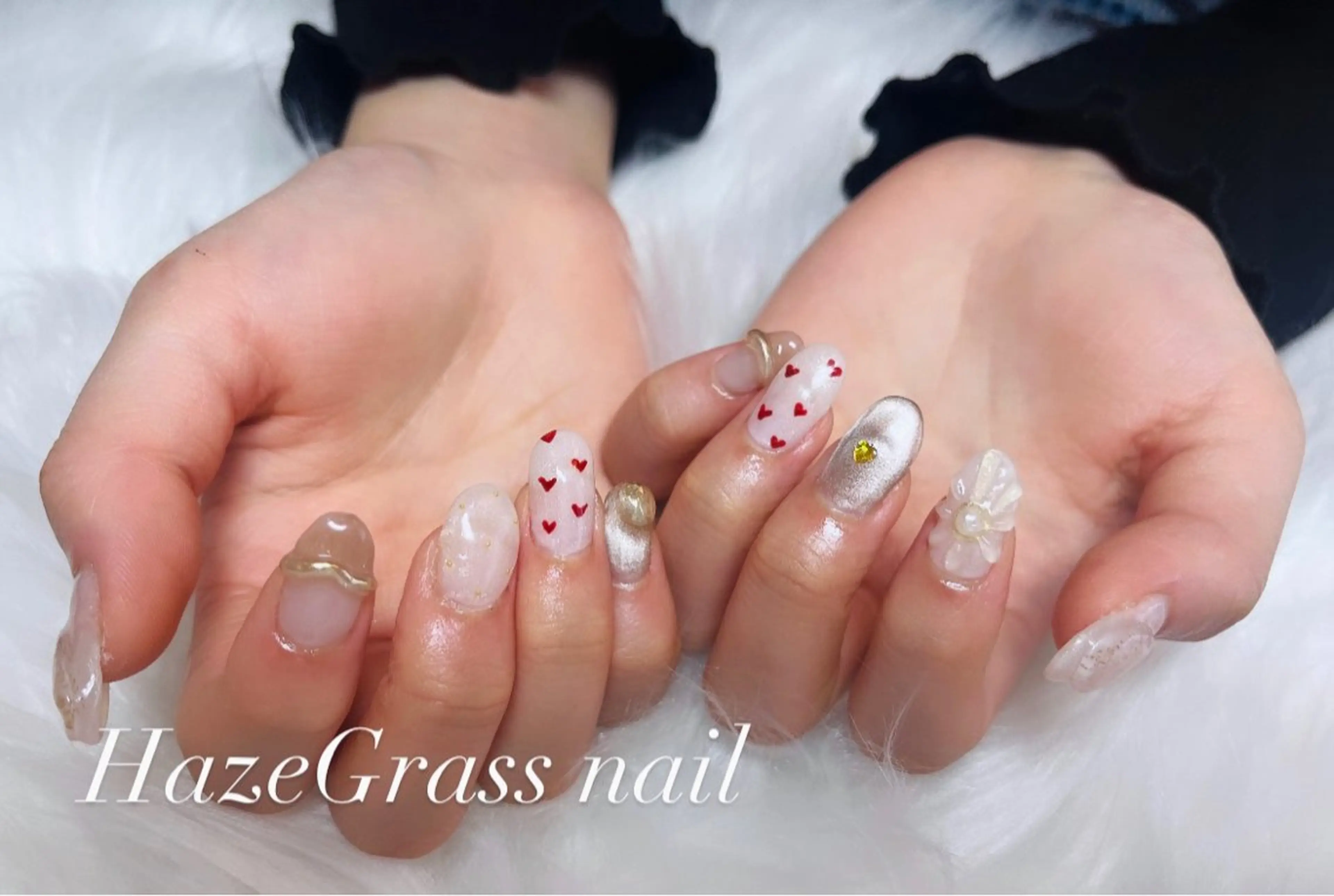 ネイル ハート ハンドネイル HazeGrass NAILのネイルデザイン