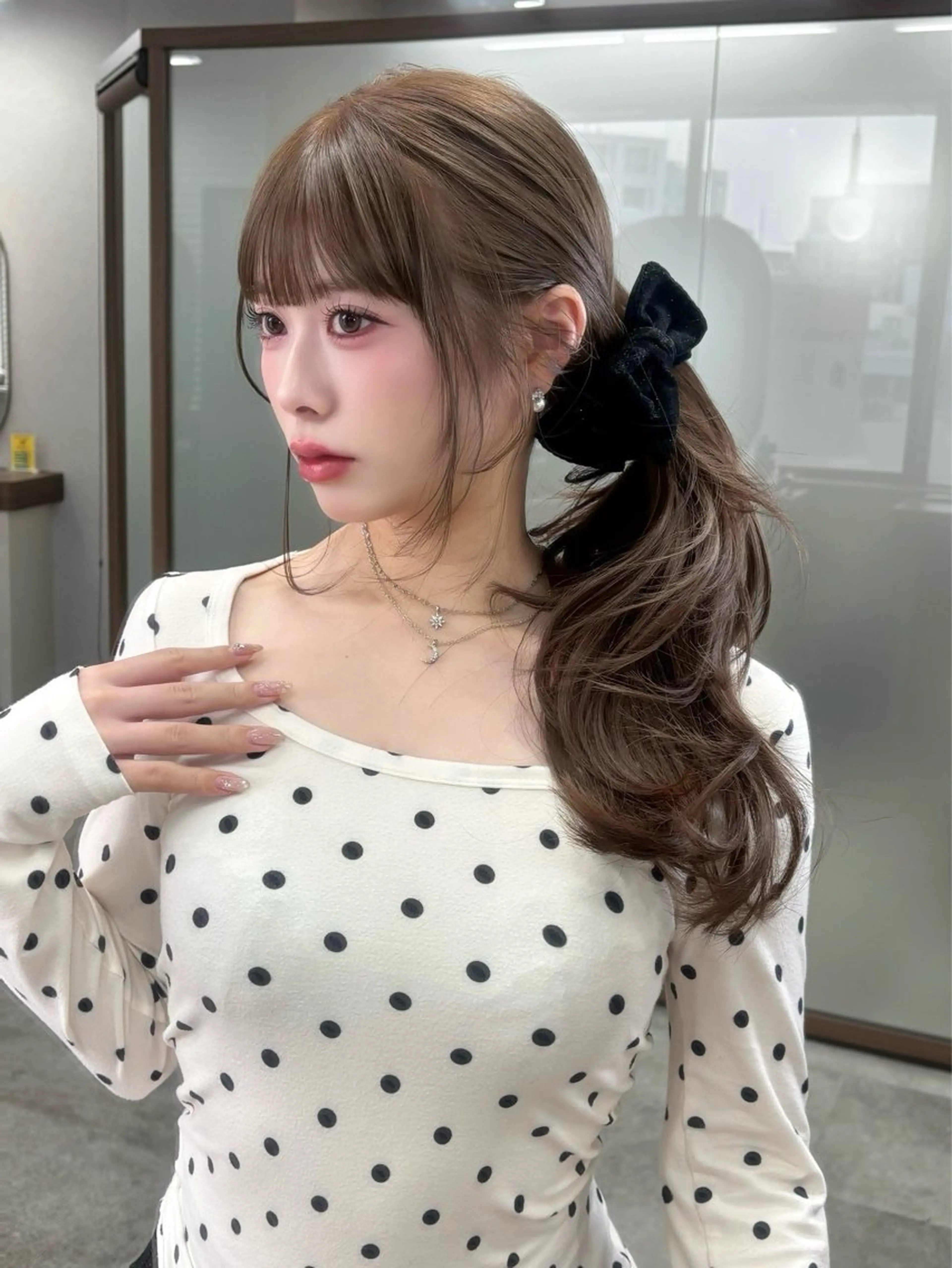 ロング 韓国風ヘア レイヤーカット ロング 似合わせカット カット ヘアカラー トリートメント 西尾 彩那のヘアスタイル