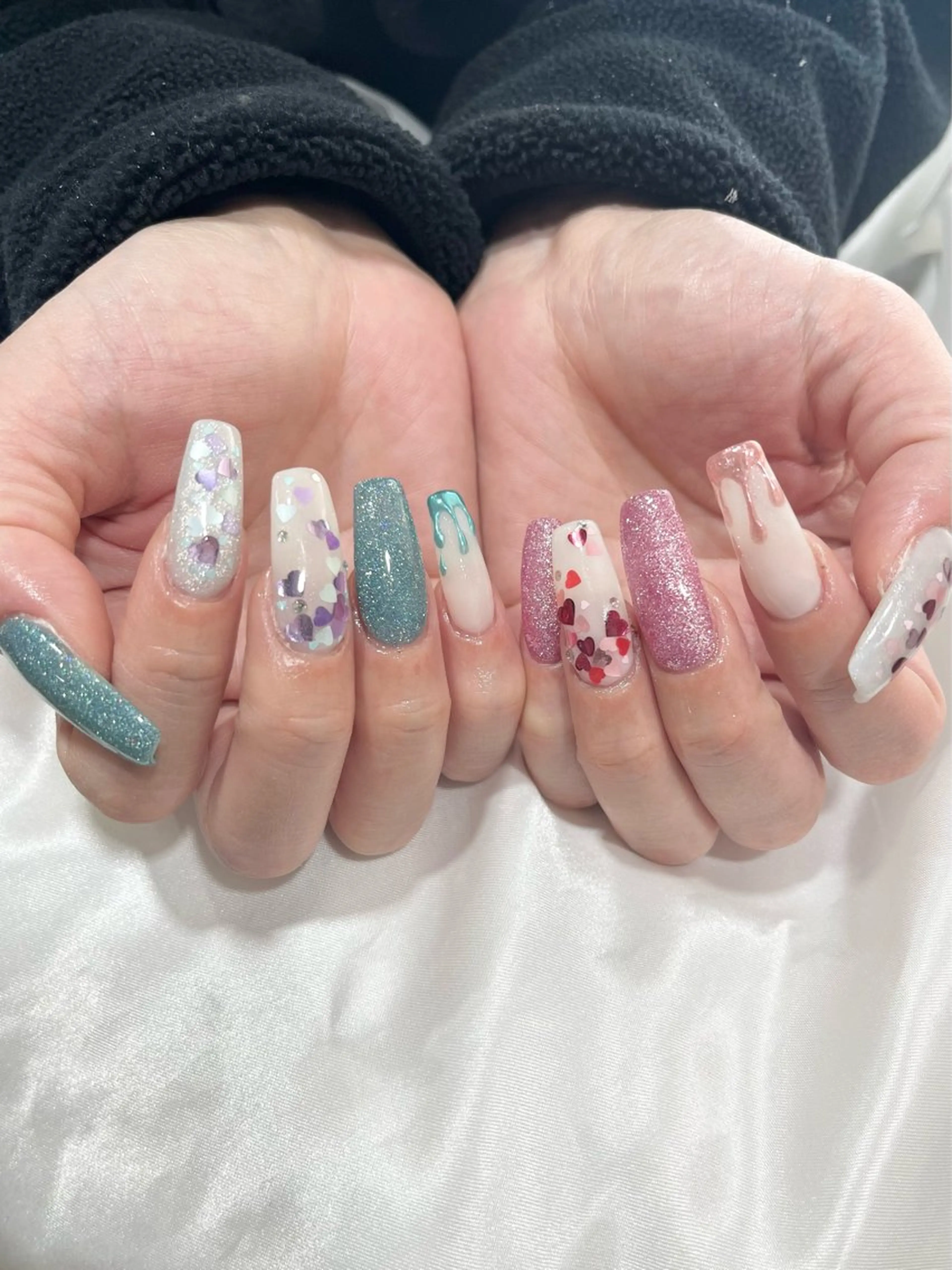 ネイル ブルー ピンク バレンタイン ハンドネイル nailsister ただのネイルデザイン