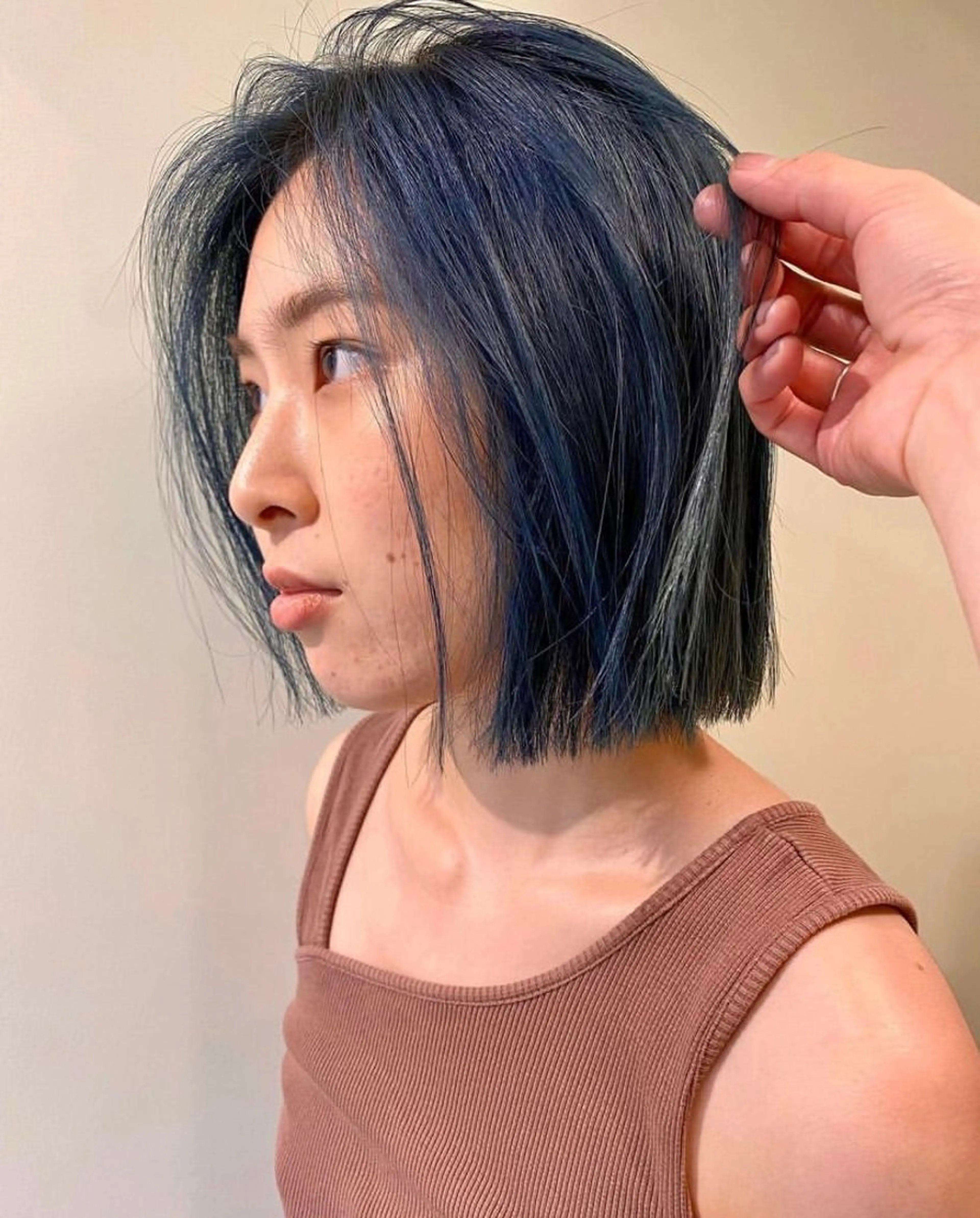 ミディアム ボブ 外ハネヘア ヘアカラー ボブパーマ無料 /yuukiのヘアスタイル