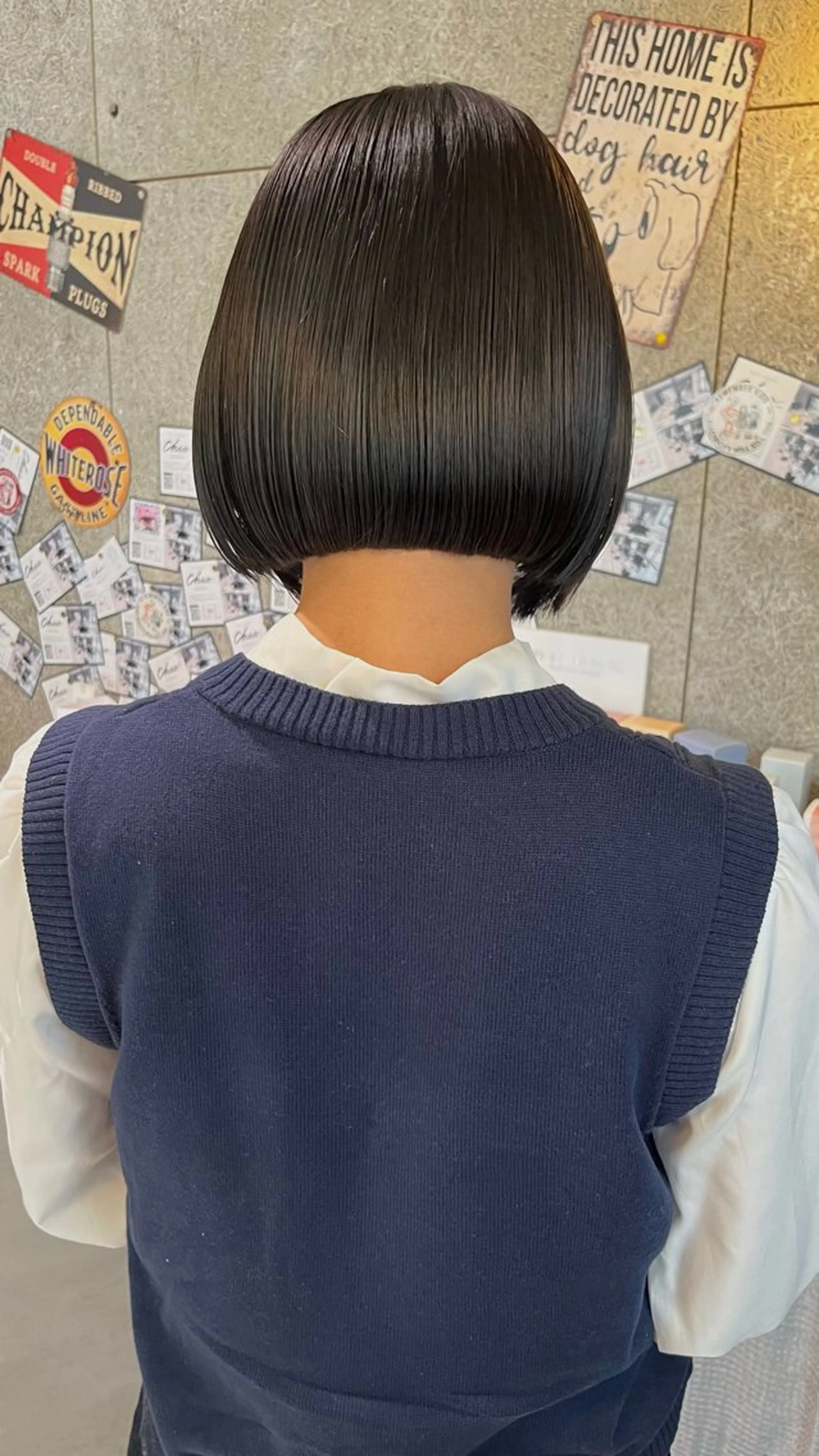 ショート お団子ヘア ミストバング ボブ ハイライト 姫カット ボブ/ハイトーン/ 岡山駅/別曽遥也のヘアスタイル