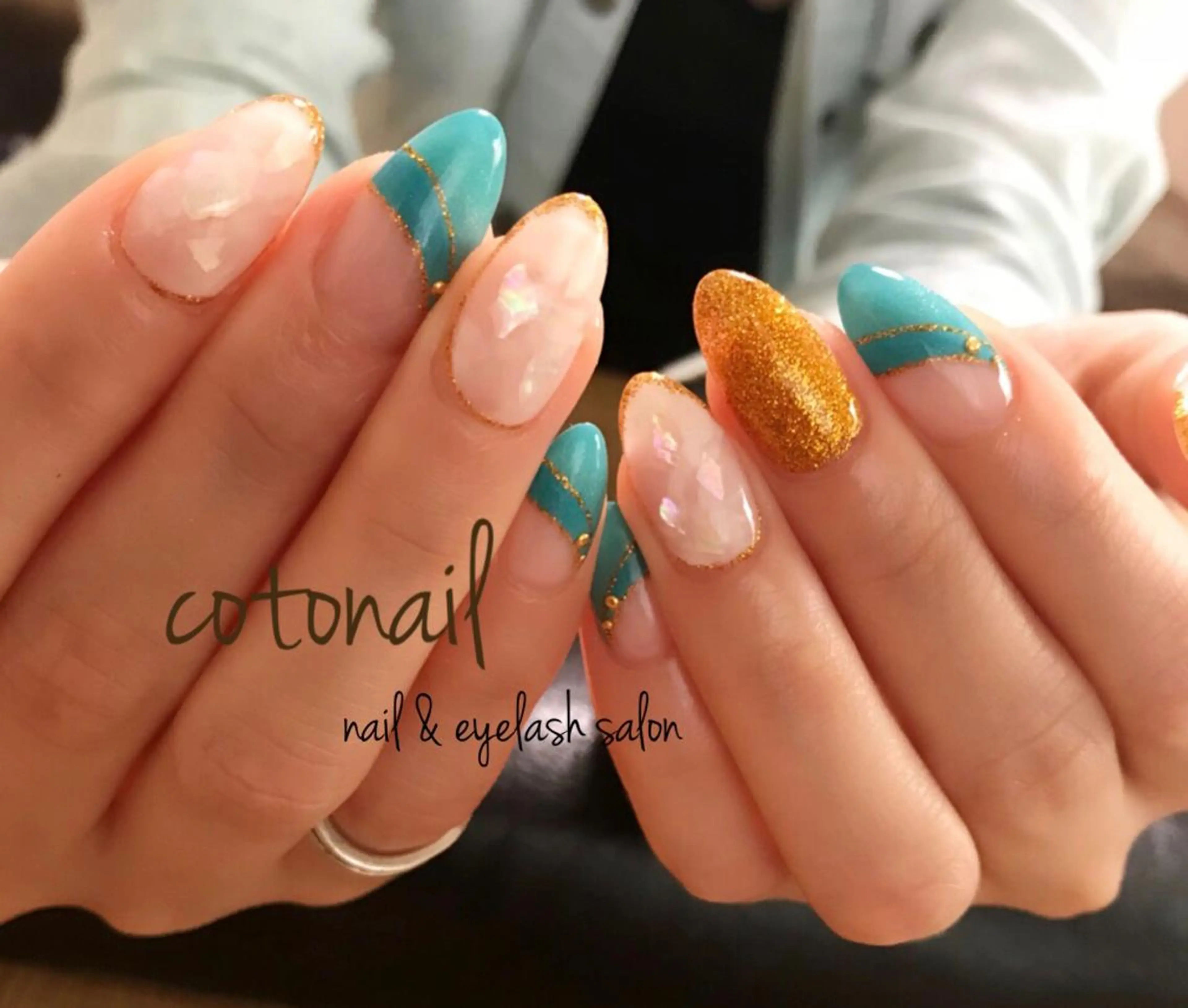 セミロング ネイル アートネイル ハンドネイル ツメトマツゲ .のネイルデザイン