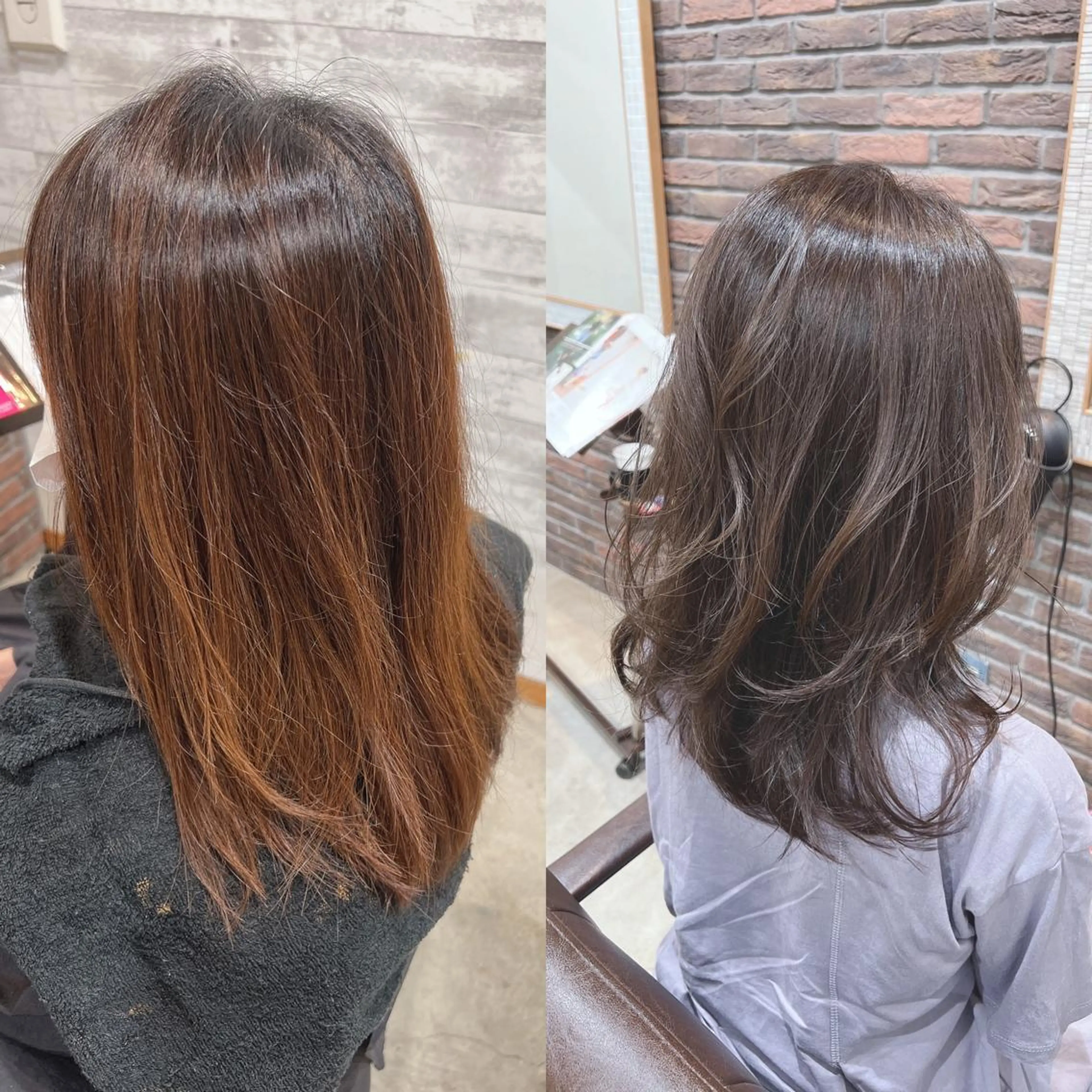 セミロング カラー パーマ ヘアアレンジ キッズ バレイヤージュ ブリーチ ブラウンカラー ケアブリーチ 透明感カラー カット ヘアカラー トリートメント ヘッドスパ 五反田　美容院☆張 明星☆韓国ヘアのヘアスタイル