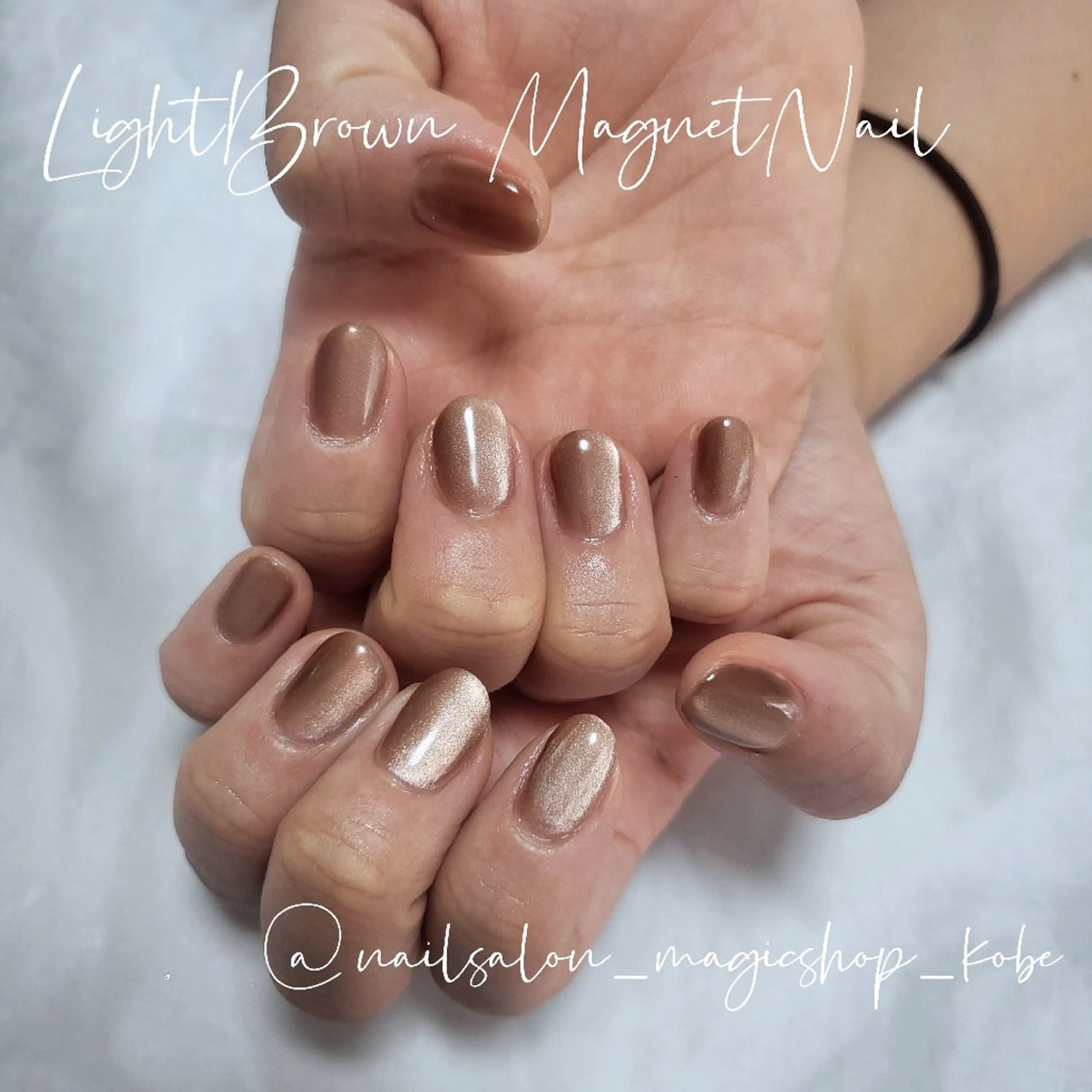 ネイル ブルー ブラウン ジェルネイル キラキラネイル マグネットネイル ハンドネイル Nailsalon MagicShopのネイルデザイン