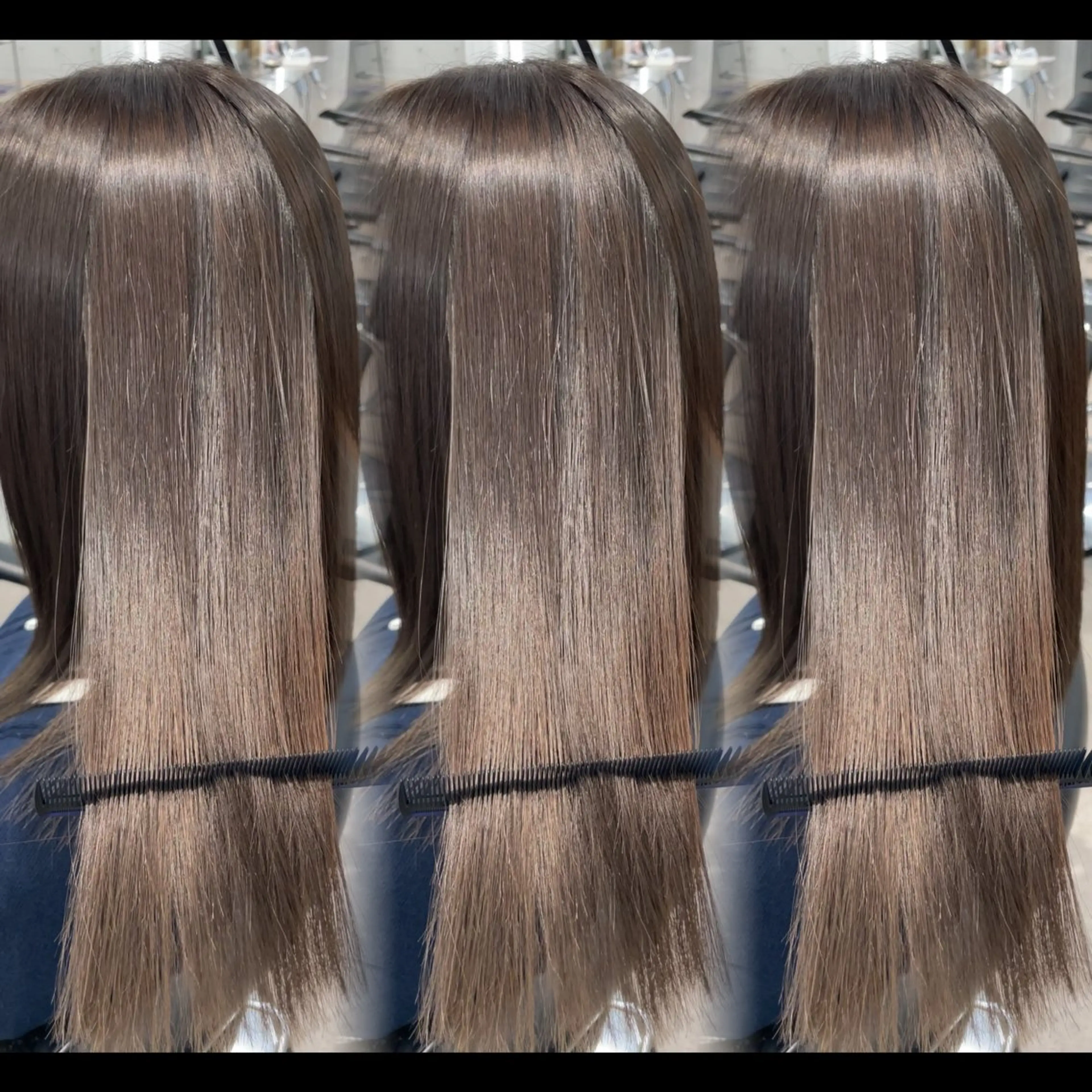 ロング カラー パーマ ベージュカラー ケアカラー オリーブベージュ 髪質改善 縮毛矯正 ヘアカラー 縮毛矯正 表参道/ハイライト バレイヤージュのヘアスタイル