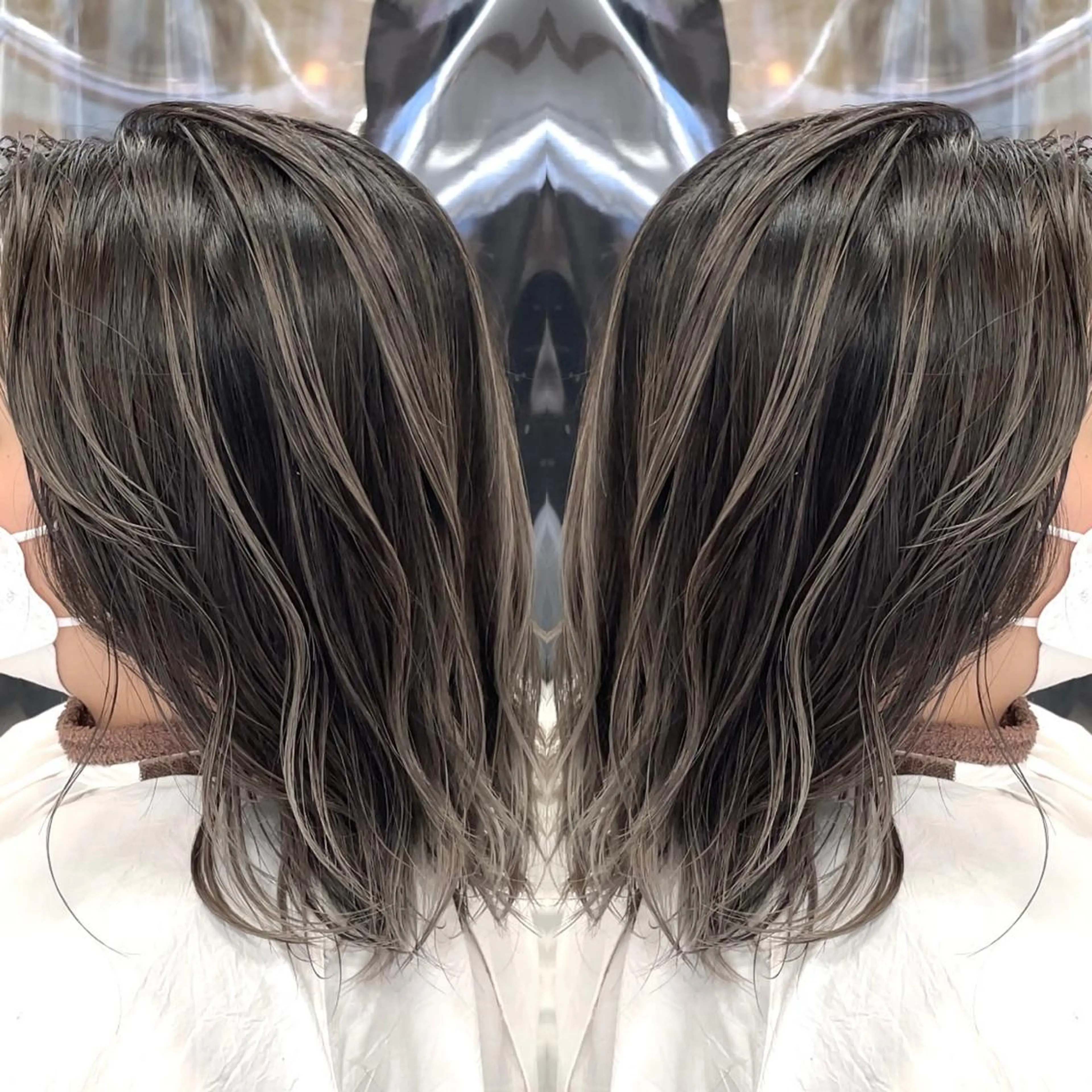 ミディアム カラー カット ヘアカラー トリートメント 縮毛/レイヤー 韓国/橋口のヘアスタイル