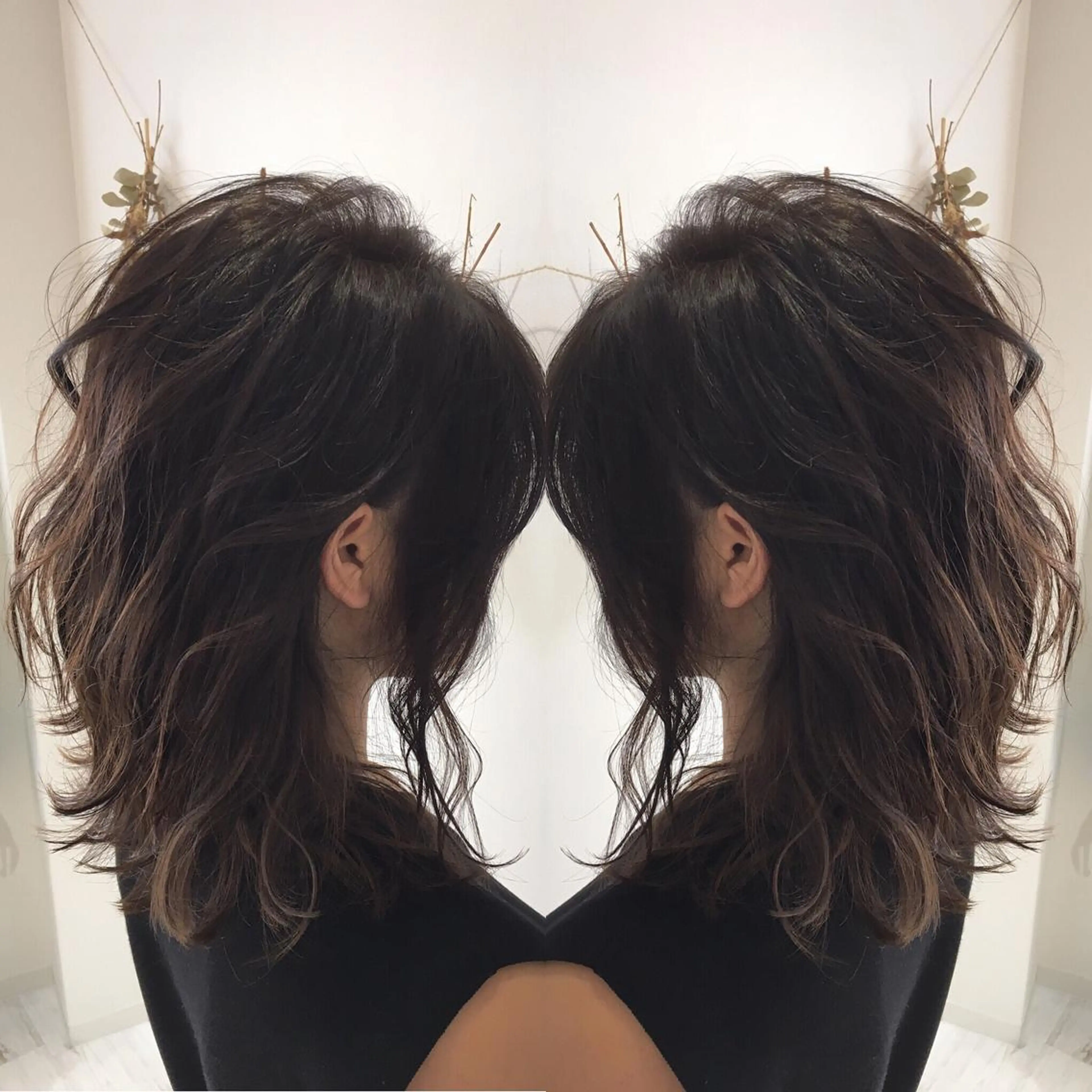 セミロング カラー パーマ 中間 将人のヘアスタイル