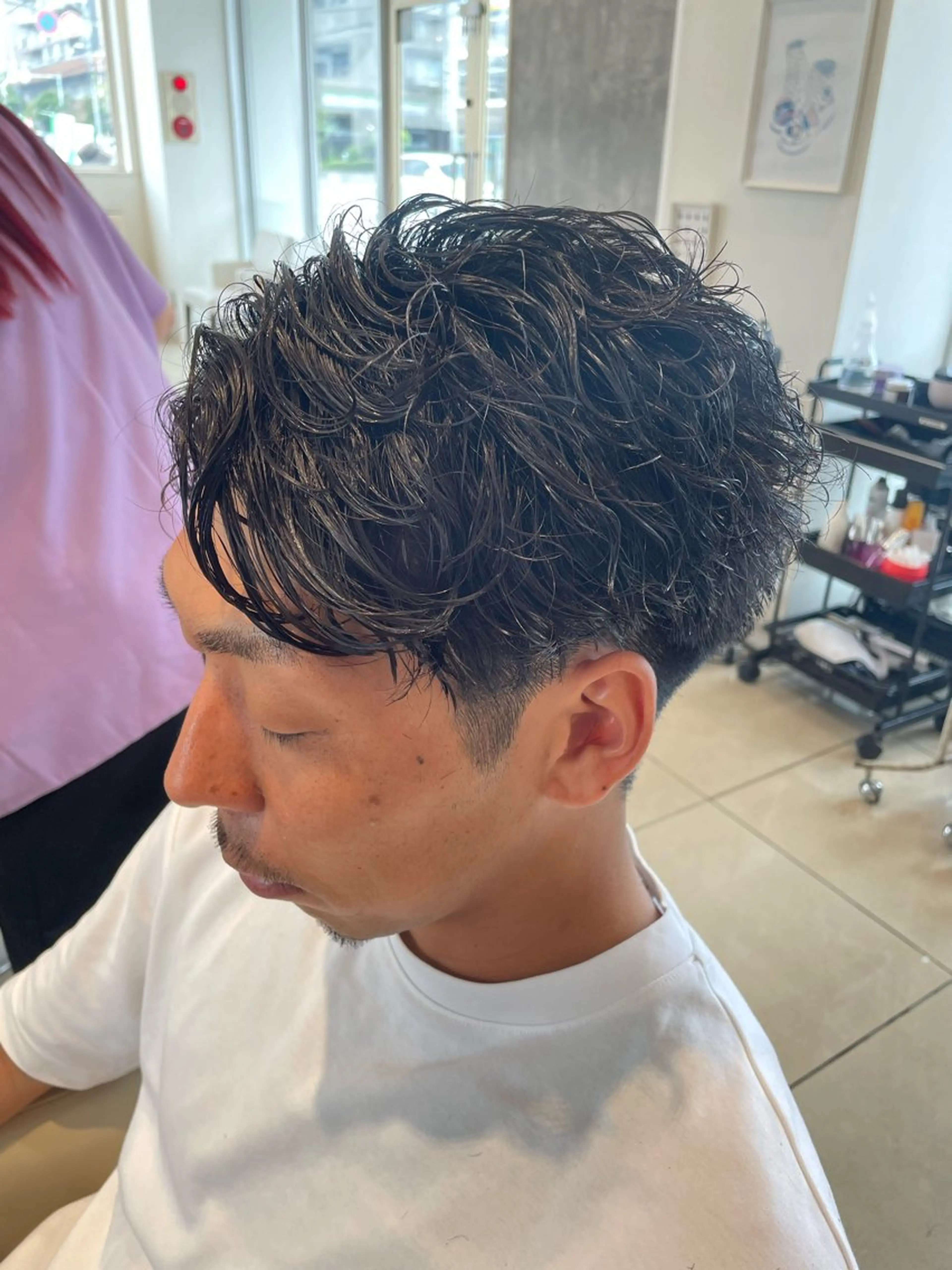 メンズ メンズパーマ 白髪ぼかしデザイン ハイライト/宮本純登のヘアスタイル