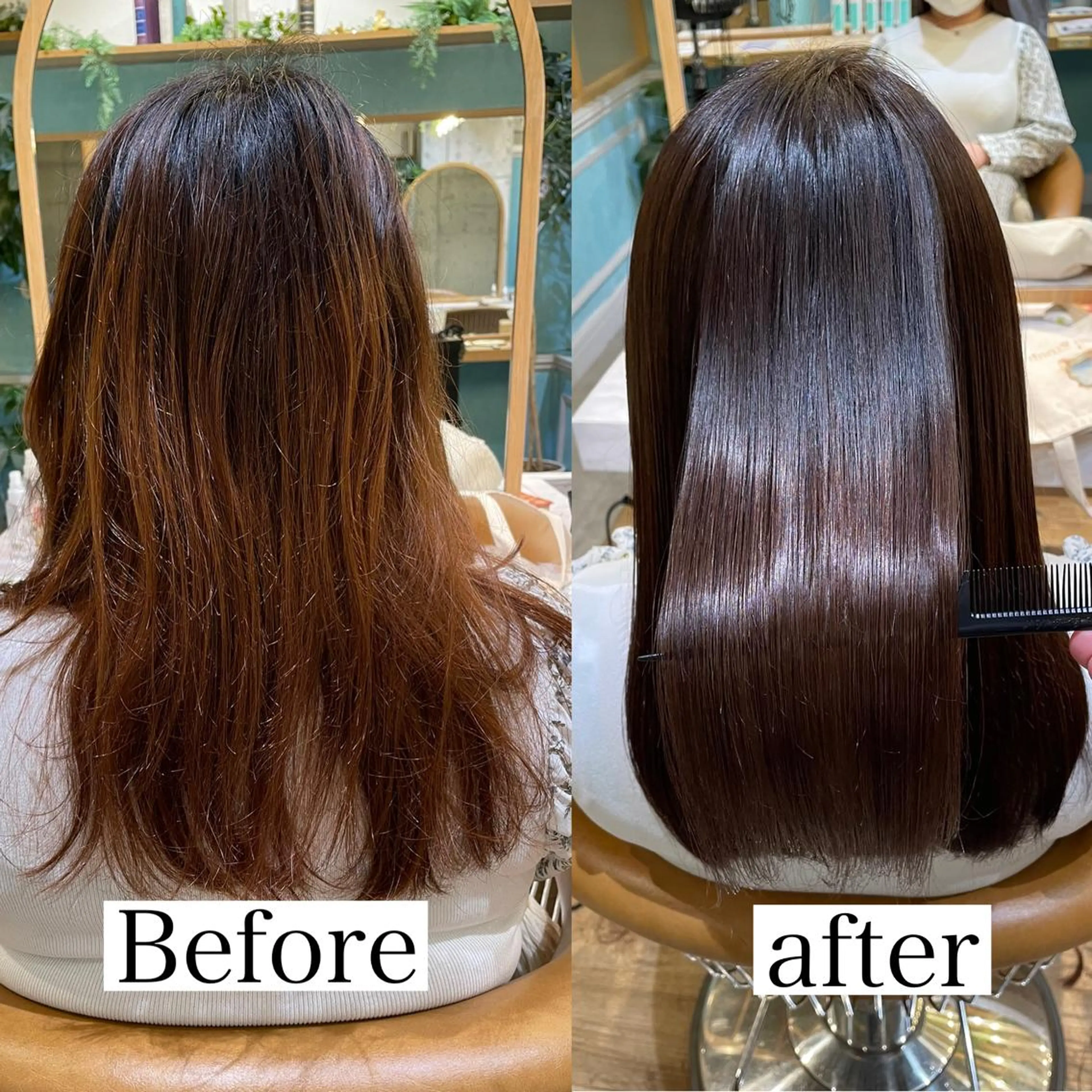 セミロング カット ヘアカラー 縮毛矯正 トリートメント 山本翔一郎 韓国顔周りレイヤーのヘアスタイル