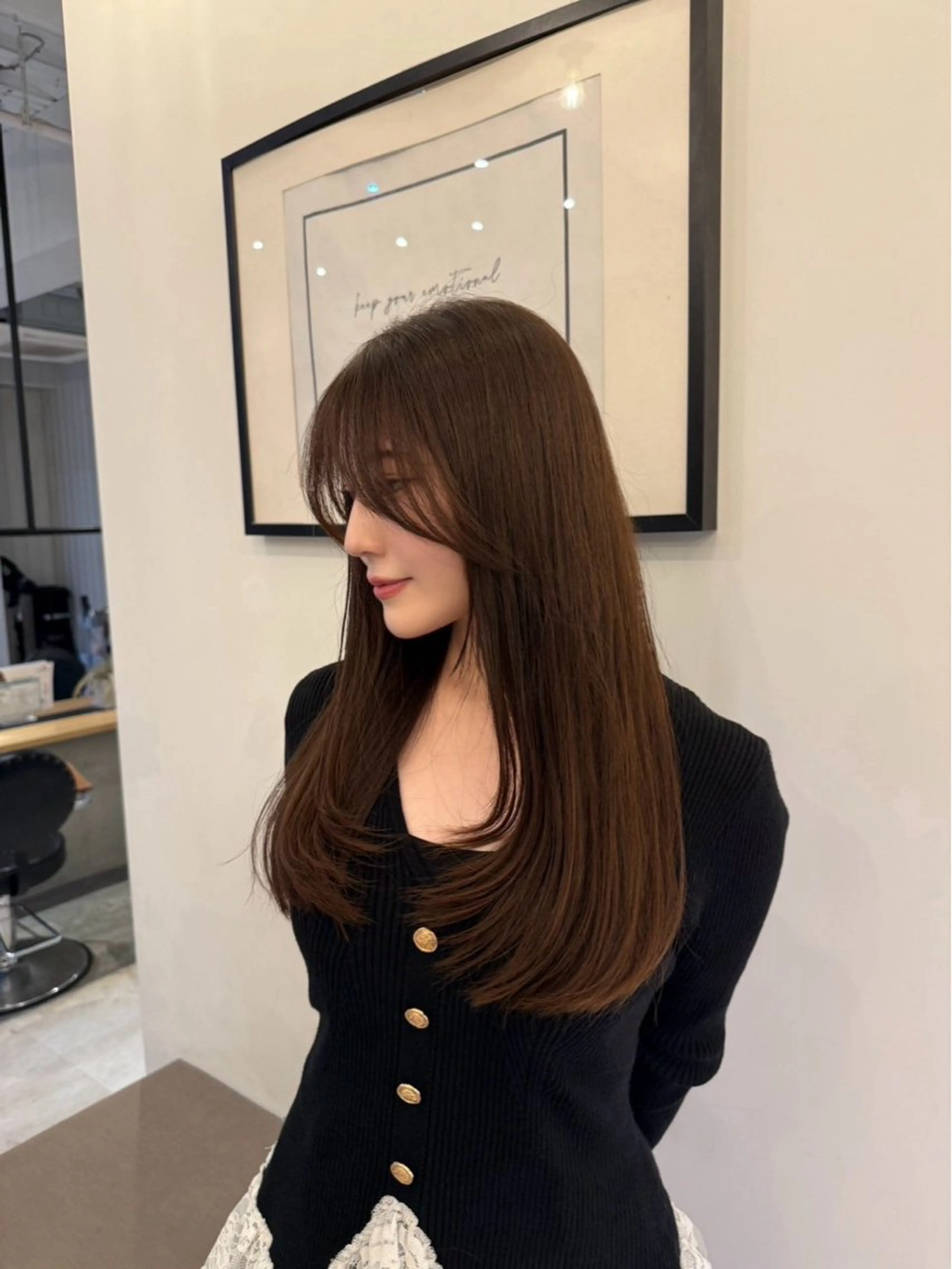 セミロング カラー ヘアカラー 💘韓国レイヤー上 品カラーruru💘のヘアスタイル