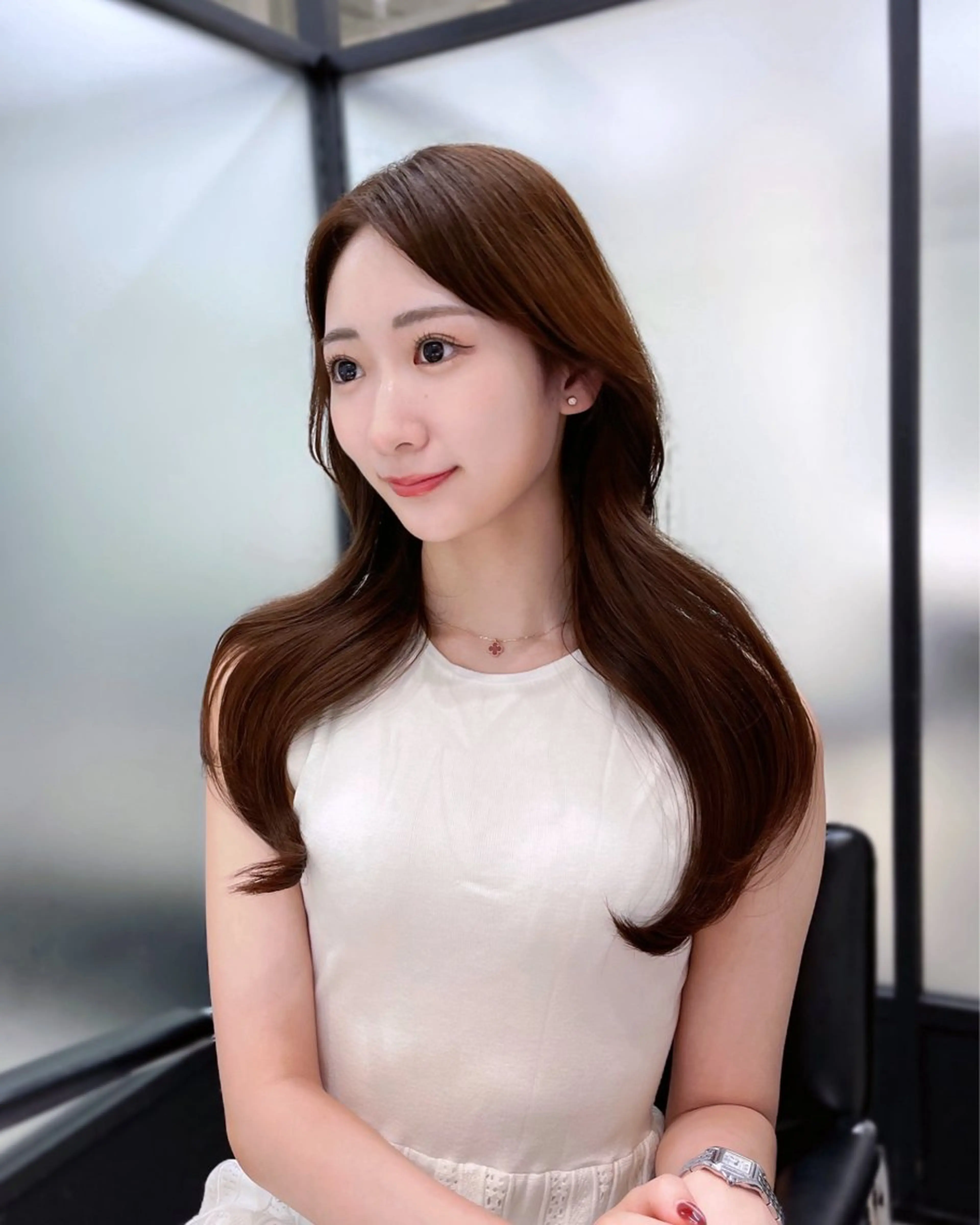 セミロング 韓国風ヘア レイヤーカット カット ヘアカラー トリートメント 韓国レイヤーカット 髪質改善▫️水野有真のヘアスタイル