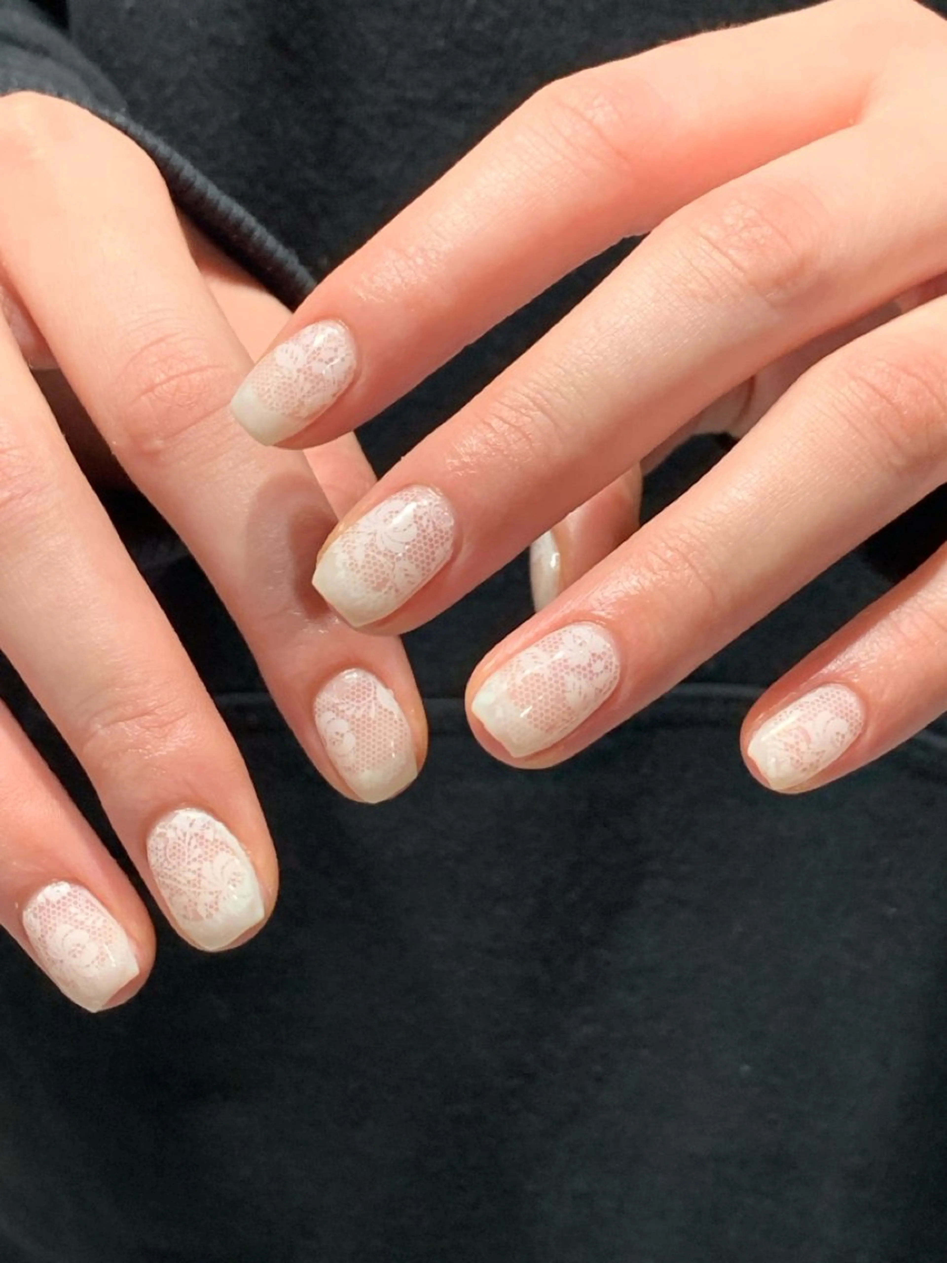 ネイル フレンチネイル レース ハンドネイル purete ピュルテのネイルデザイン