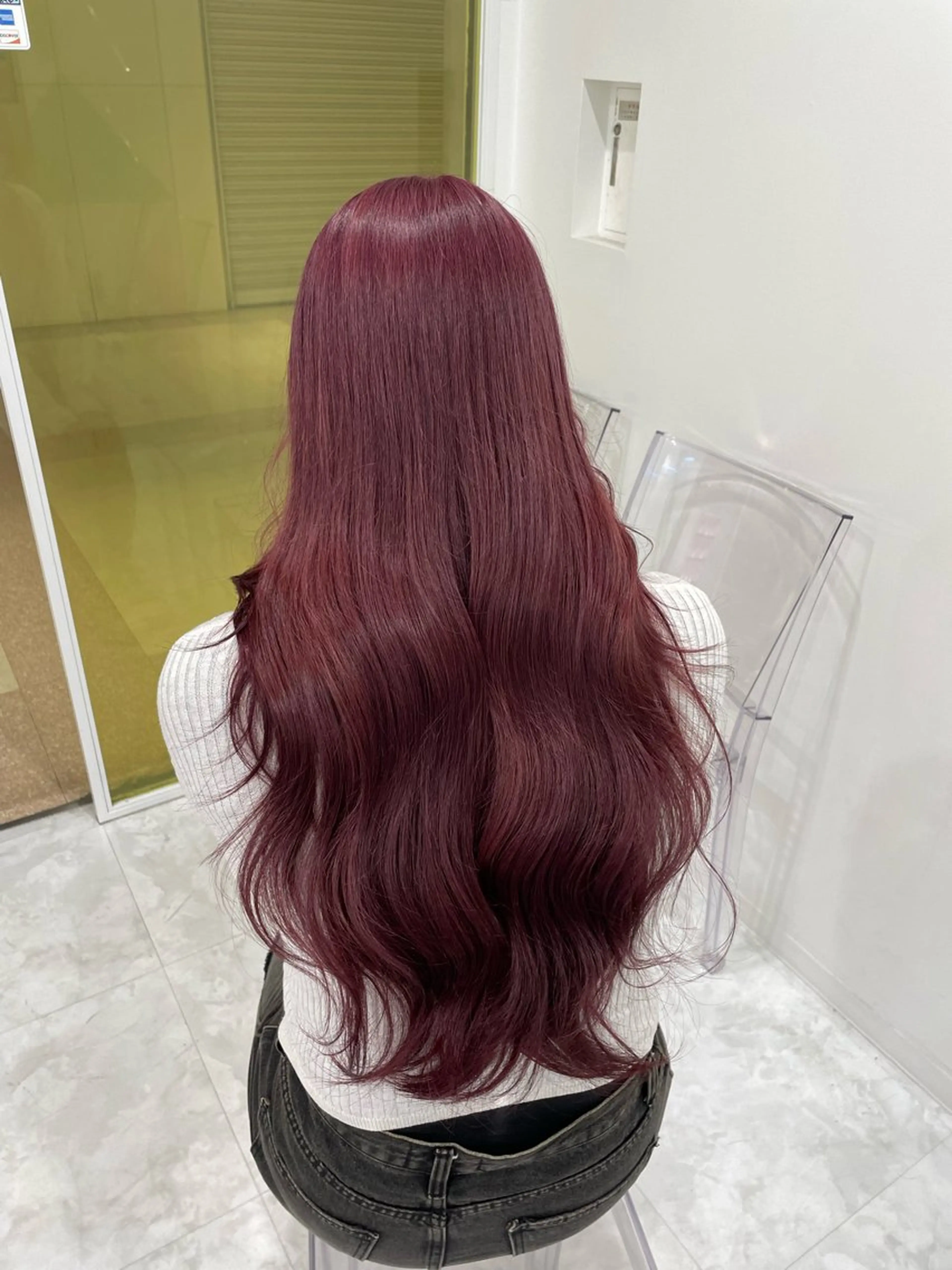 ロング カラー ヘアアレンジ ピンクカラー ヘアカラー トリートメント 韓国レイヤーカット /韓国トレンドカラーのヘアスタイル