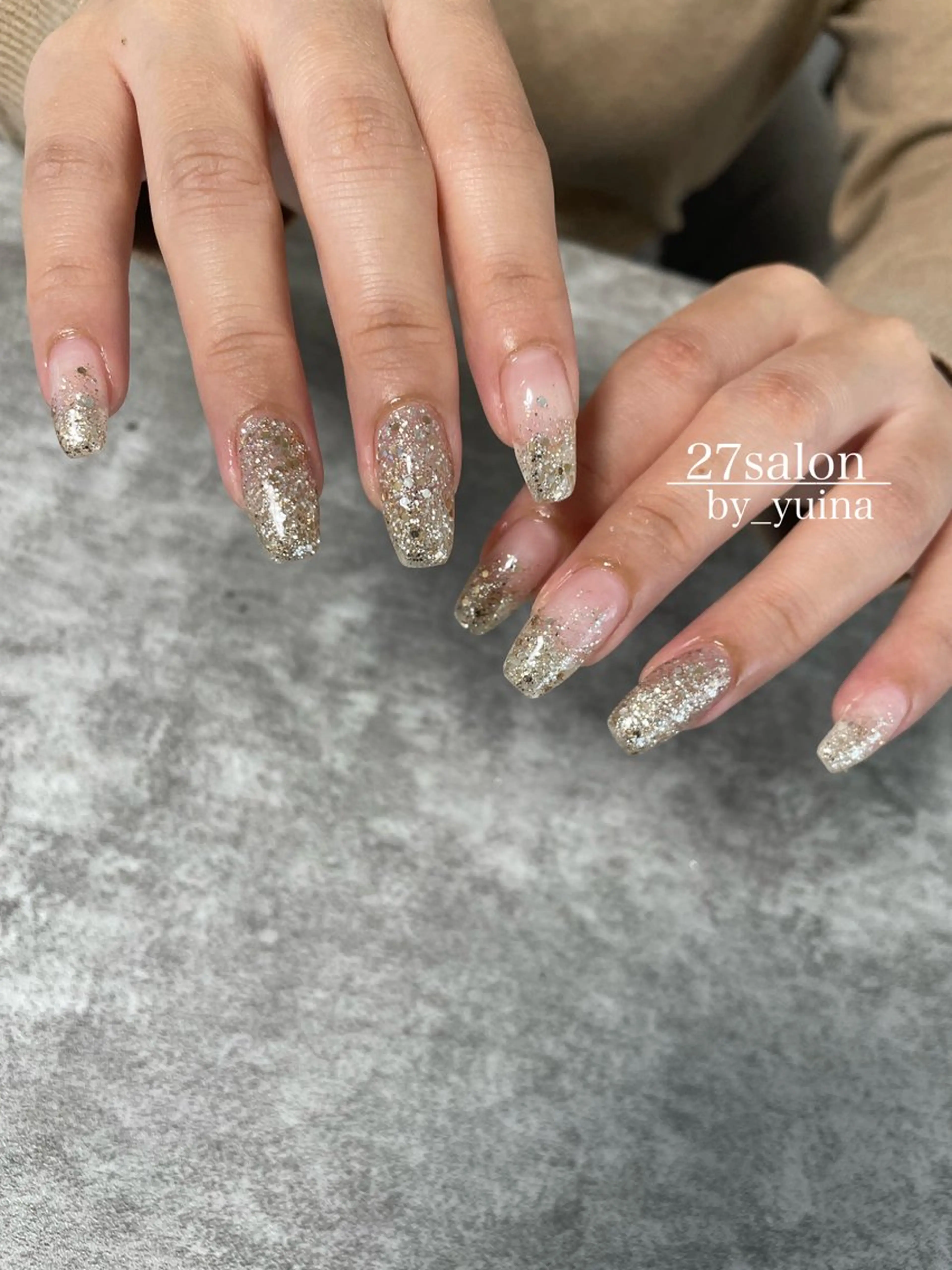 ネイル ラメ(グリッター) ラメグラデーション ハンドネイル 27salon yuinaのネイルデザイン