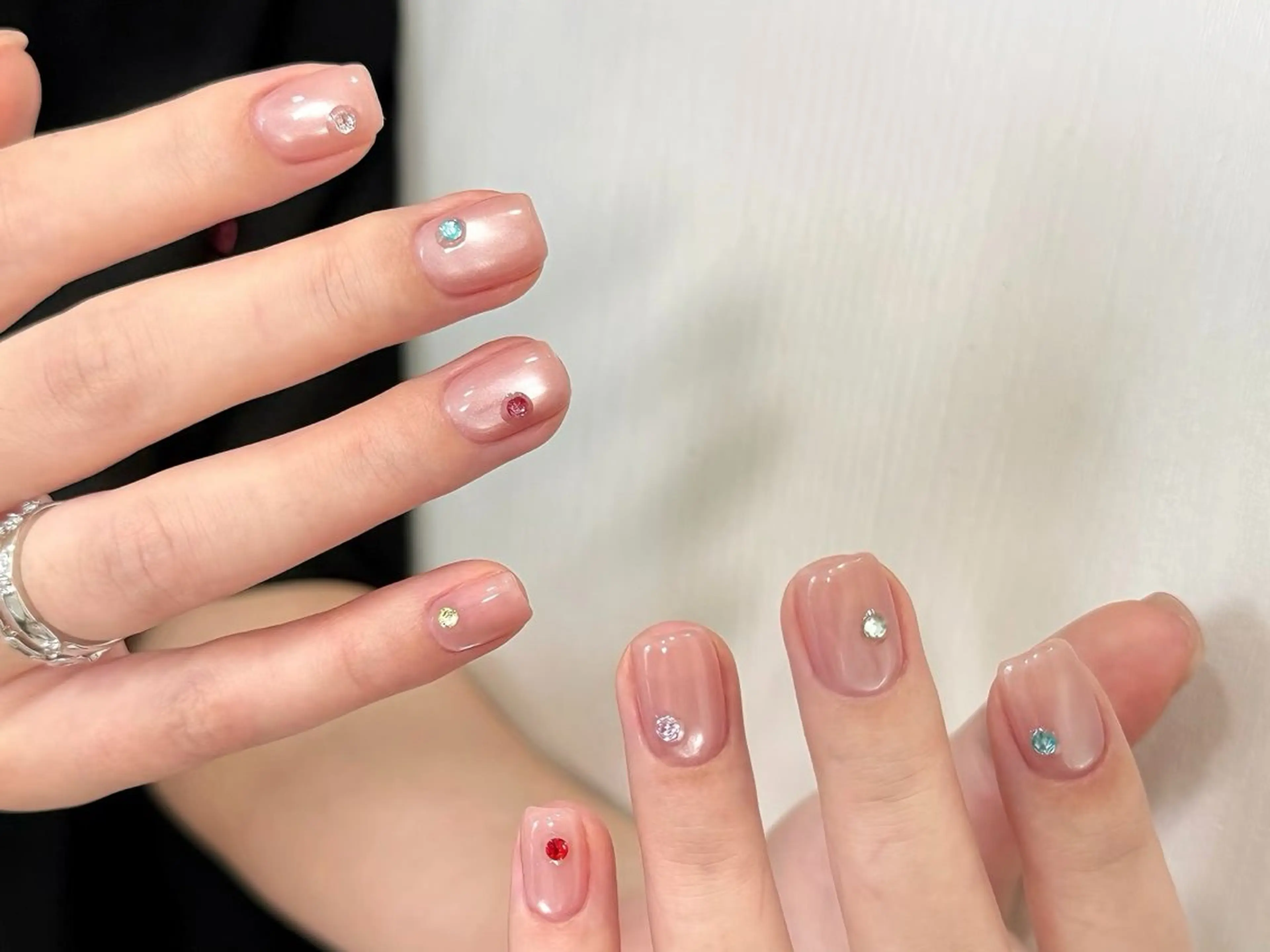 ネイル アートネイル オーロラネイル クリアネイル 長さ出し フレンチネイル K Kのネイルデザイン