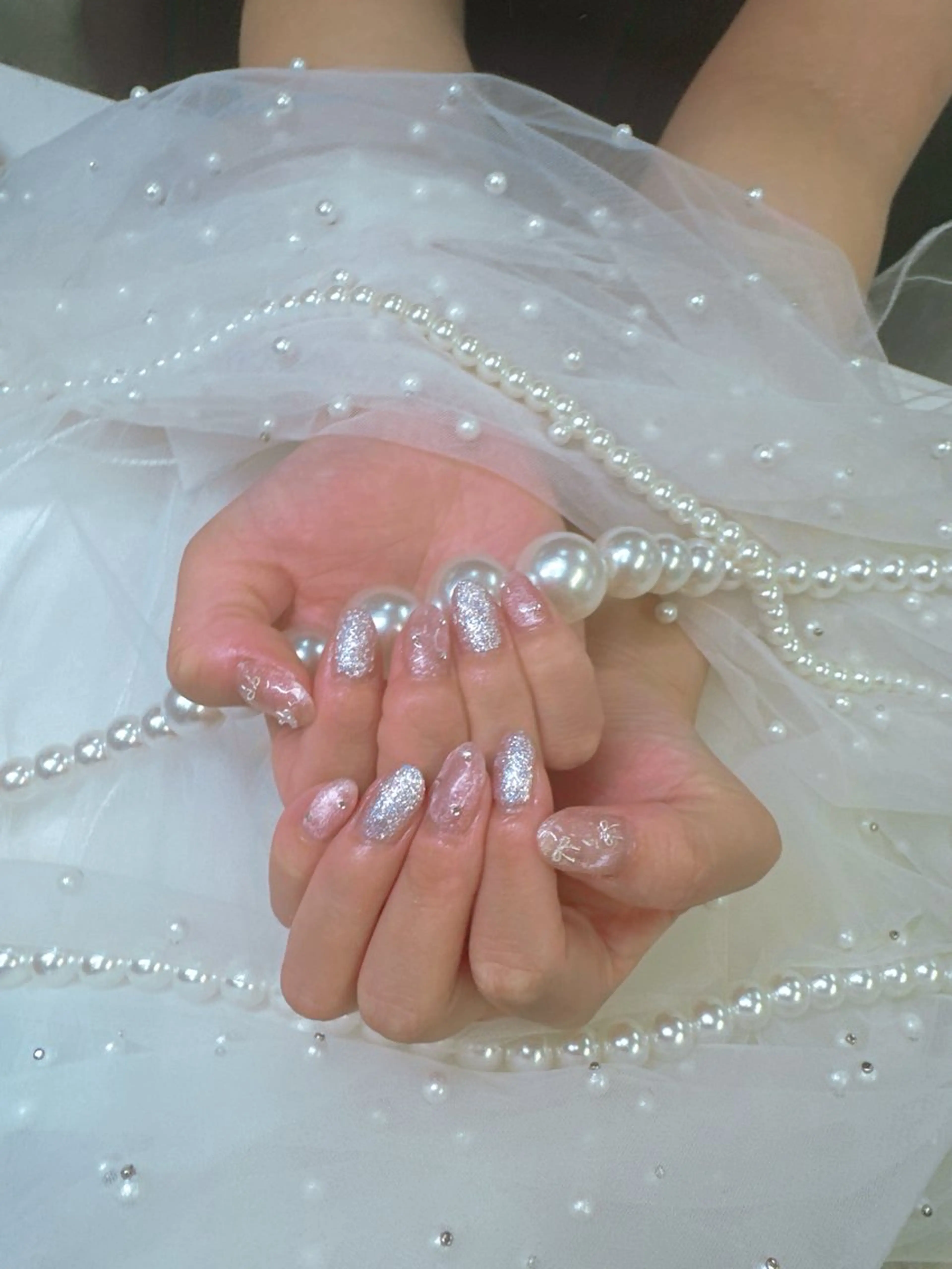 ネイル アートネイル フットネイル フレンチネイル ジェルネイル ガラスフレンチ Queeens nailのネイルデザイン