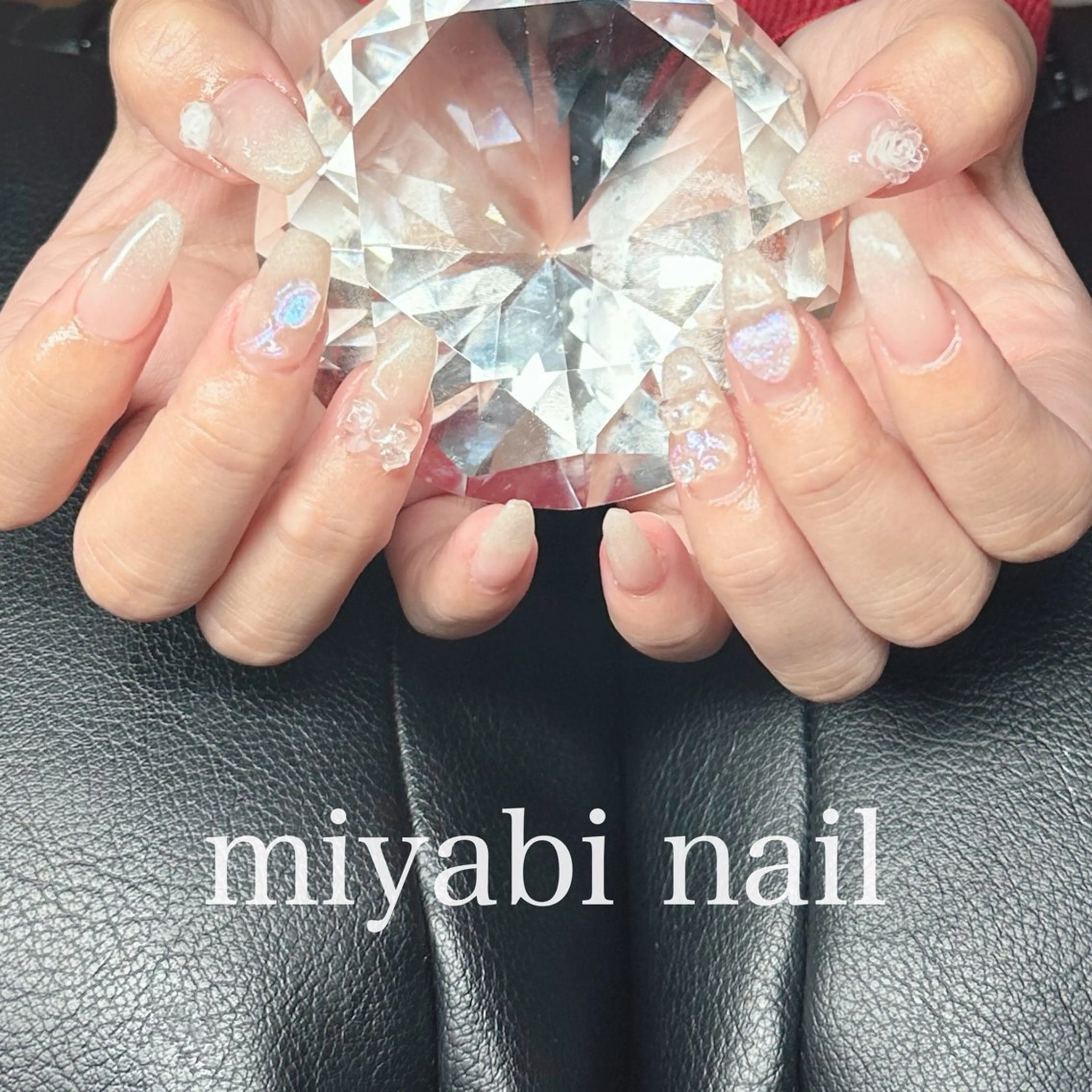 ネイル クリアネイル ジェルネイル グラデーション キラキラネイル マグネットネイル ハンドネイル miyabi nail 桂川駅近くのネイルデザイン