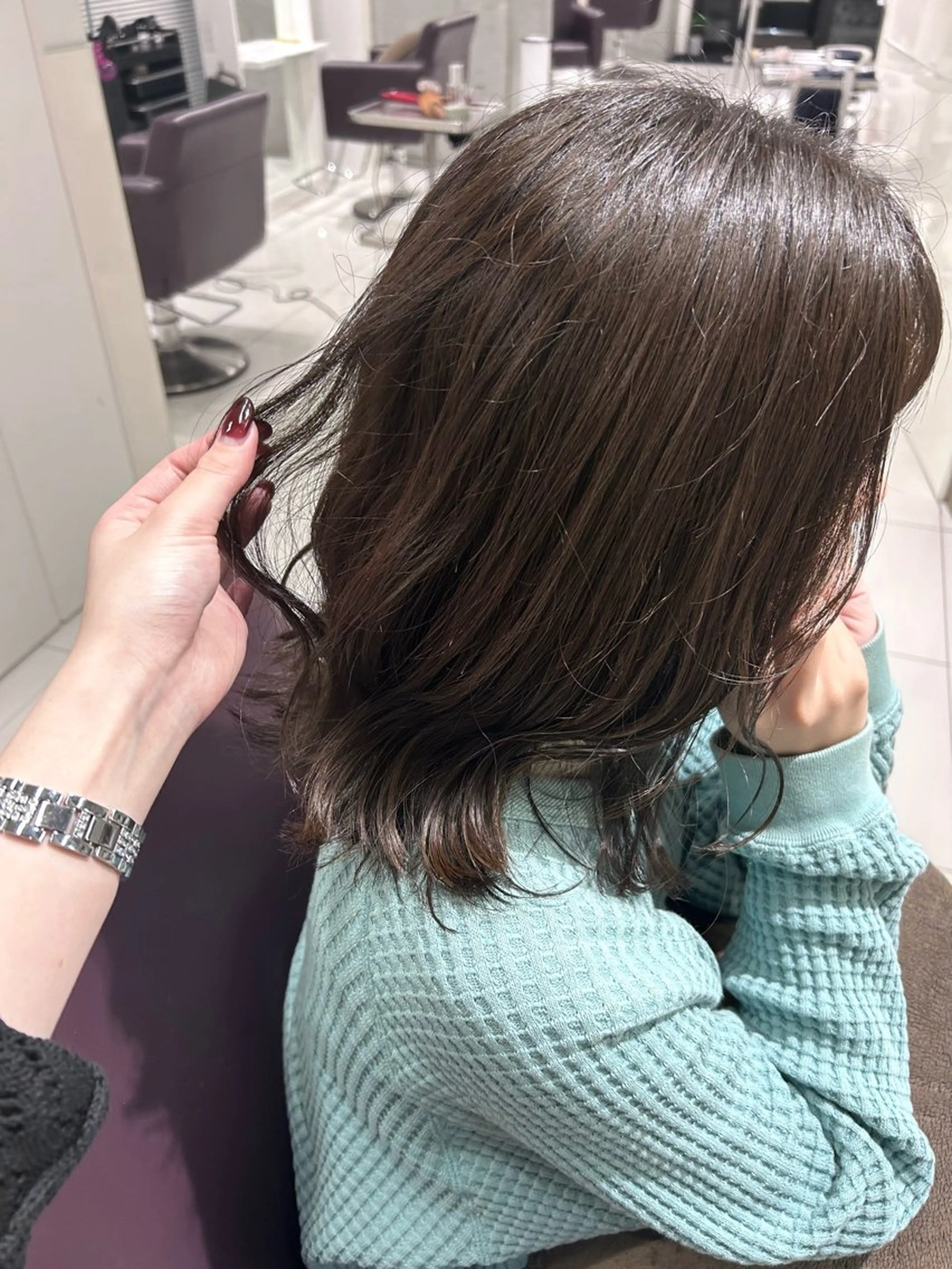 ミディアム カラー カット ヘアカラー トリートメント shizuna/平尾 /カラー/髪質改善のヘアスタイル