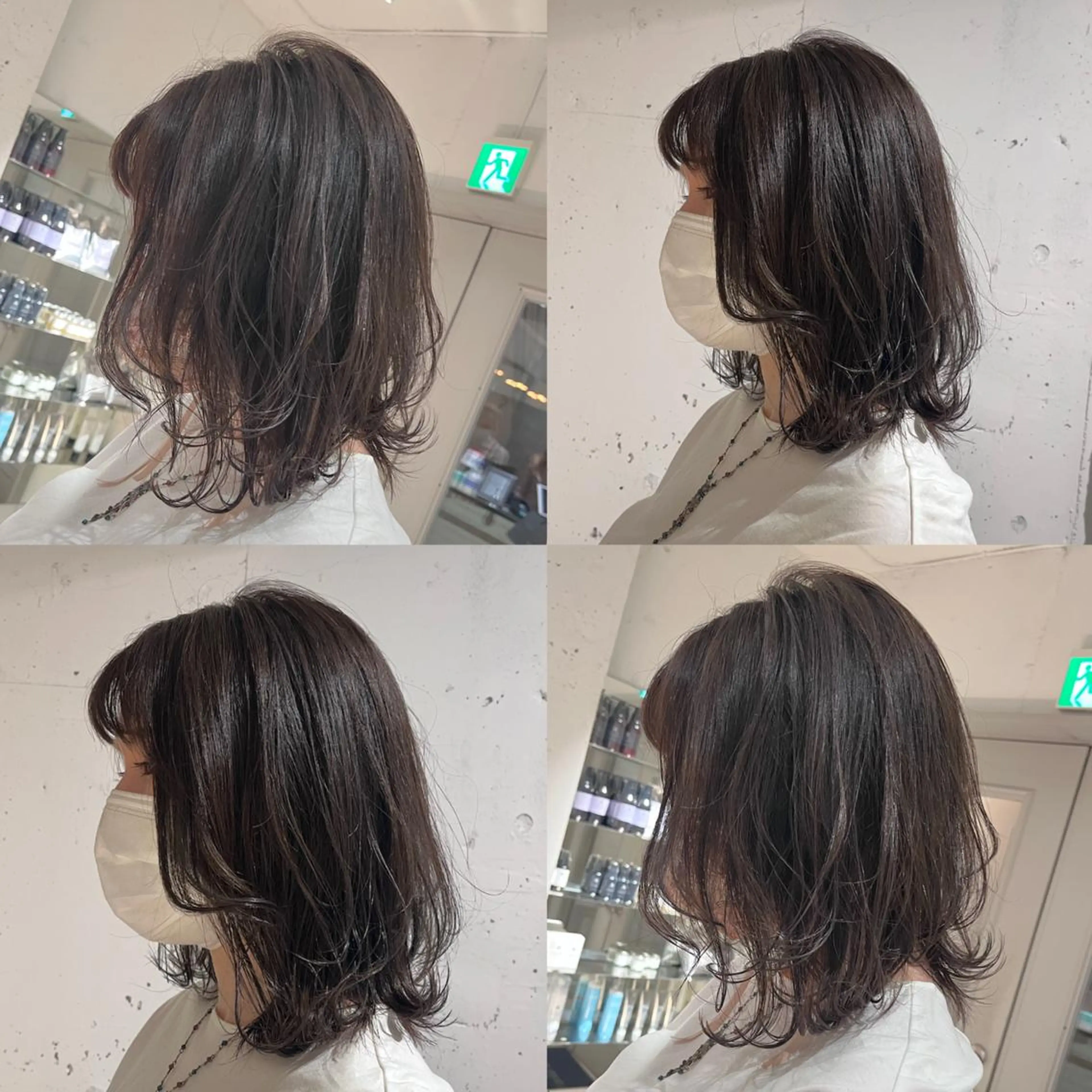 ミディアム カラー ミディアムレイヤー アッシュ ブルーカラー ブルーバイオレット 透明感カラー カット ヘアカラー トリートメント ヘッドスパ ヘアセット カジュアルを女っぽく 𝗮𝘆𝗮𝗰𝗼のヘアスタイル