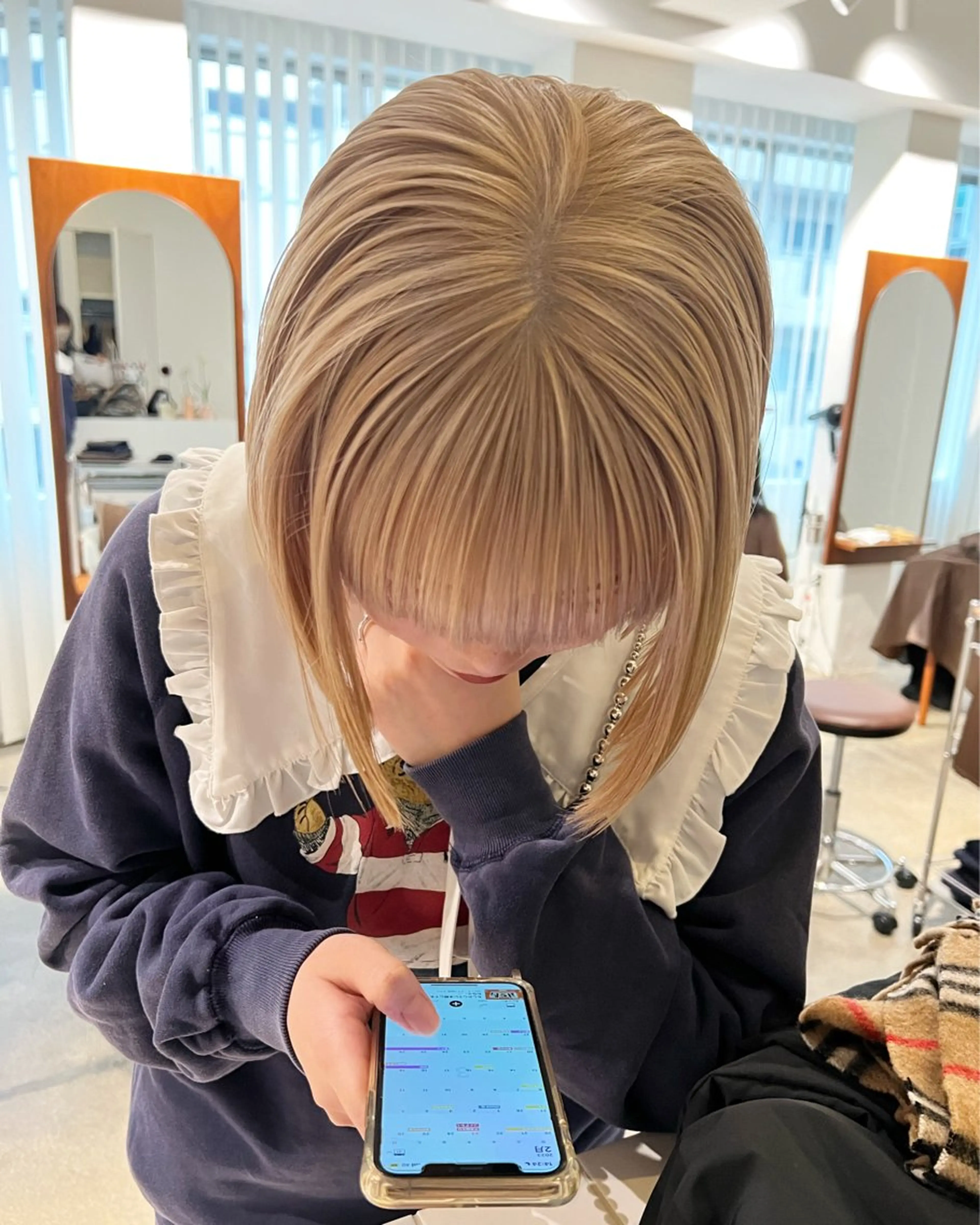 ミディアム カラー 藤原 怜央のヘアスタイル
