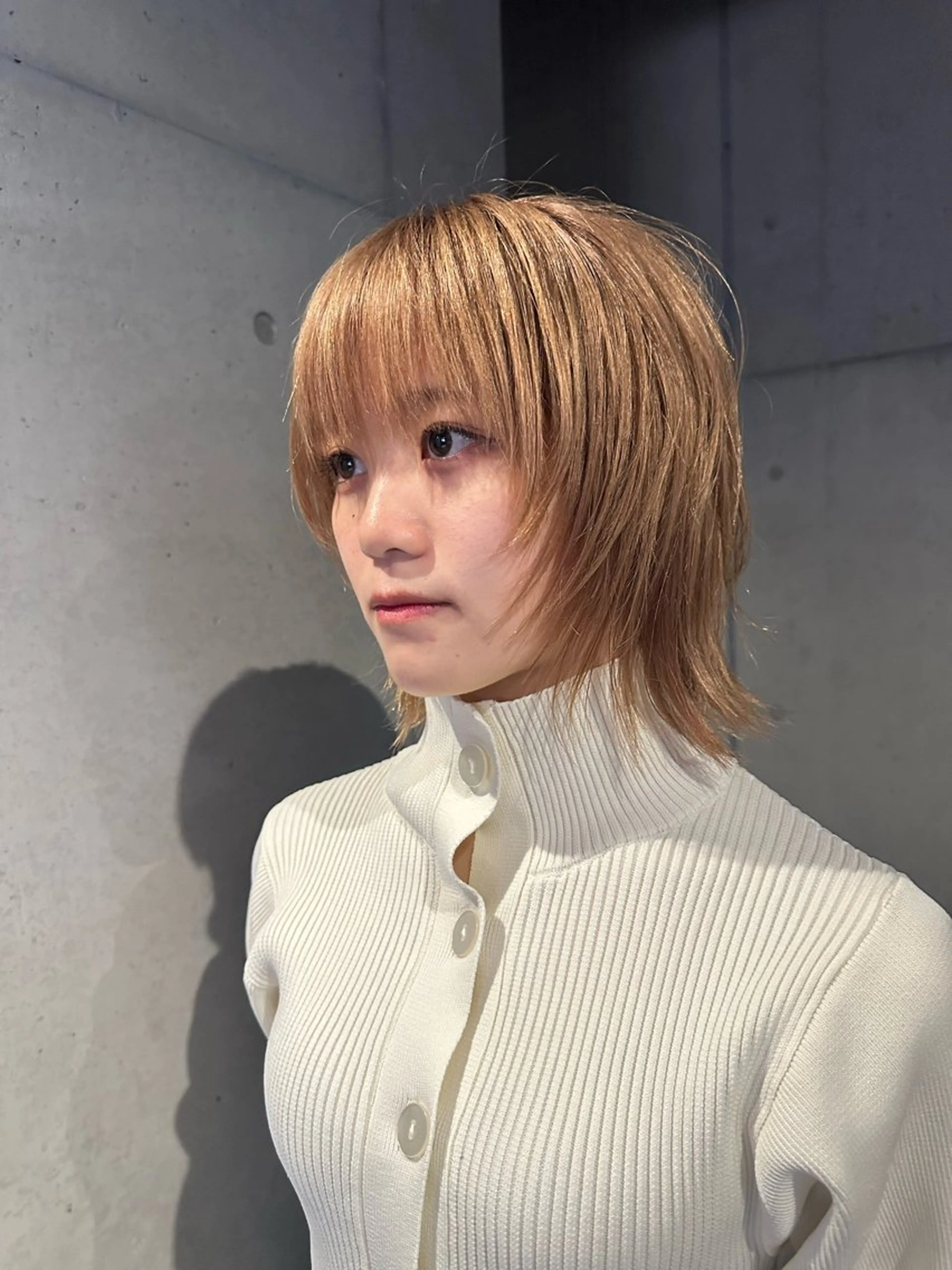 ショート カラー 顔まわりレイヤー レイヤーカット ショートヘア ウルフカット カット ヘアカラー 似合わせウルフ/ レイヤー/山本祐輔のヘアスタイル