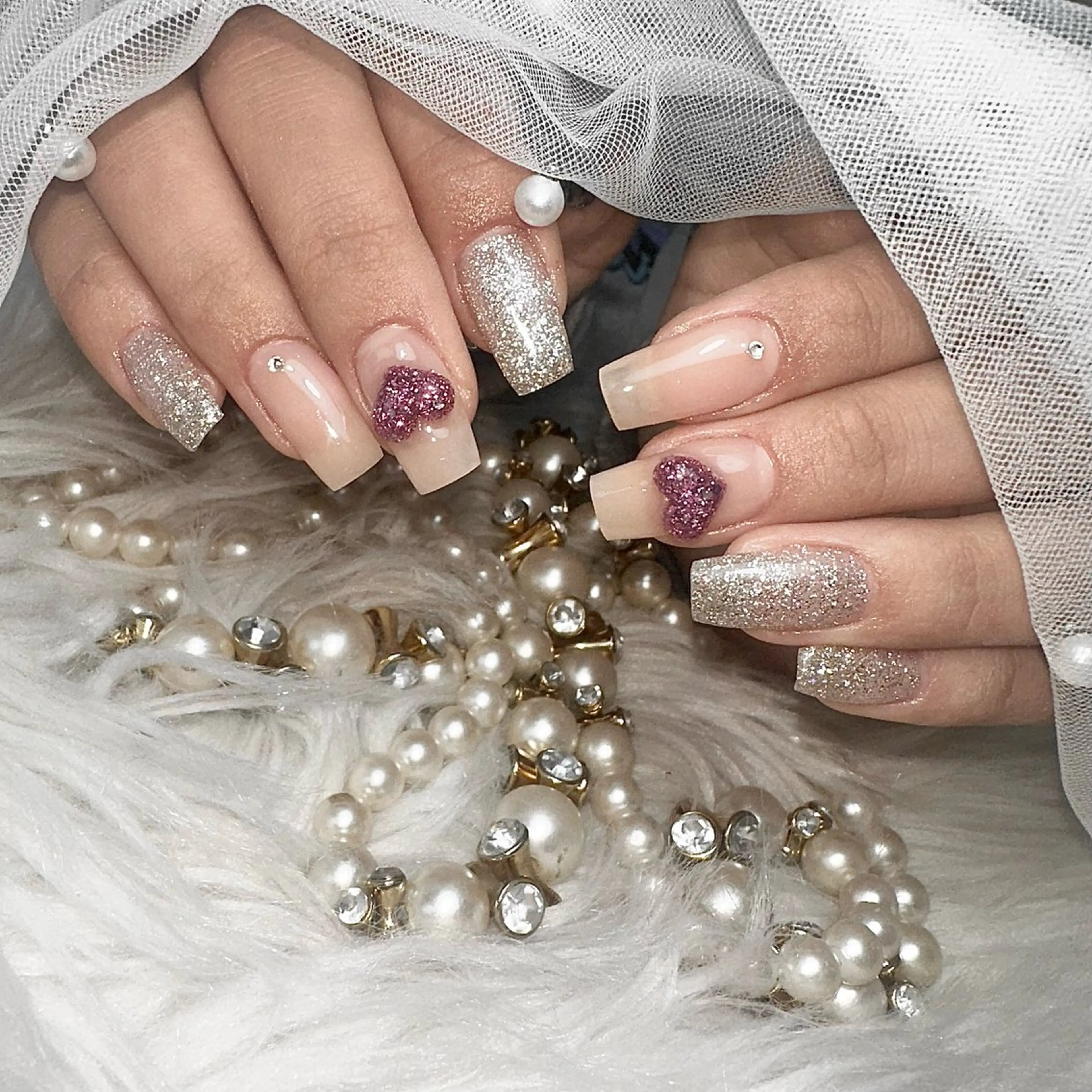 ネイル ハート スカルプネイル ハンドネイル Feel♡ JYURIAのネイルデザイン