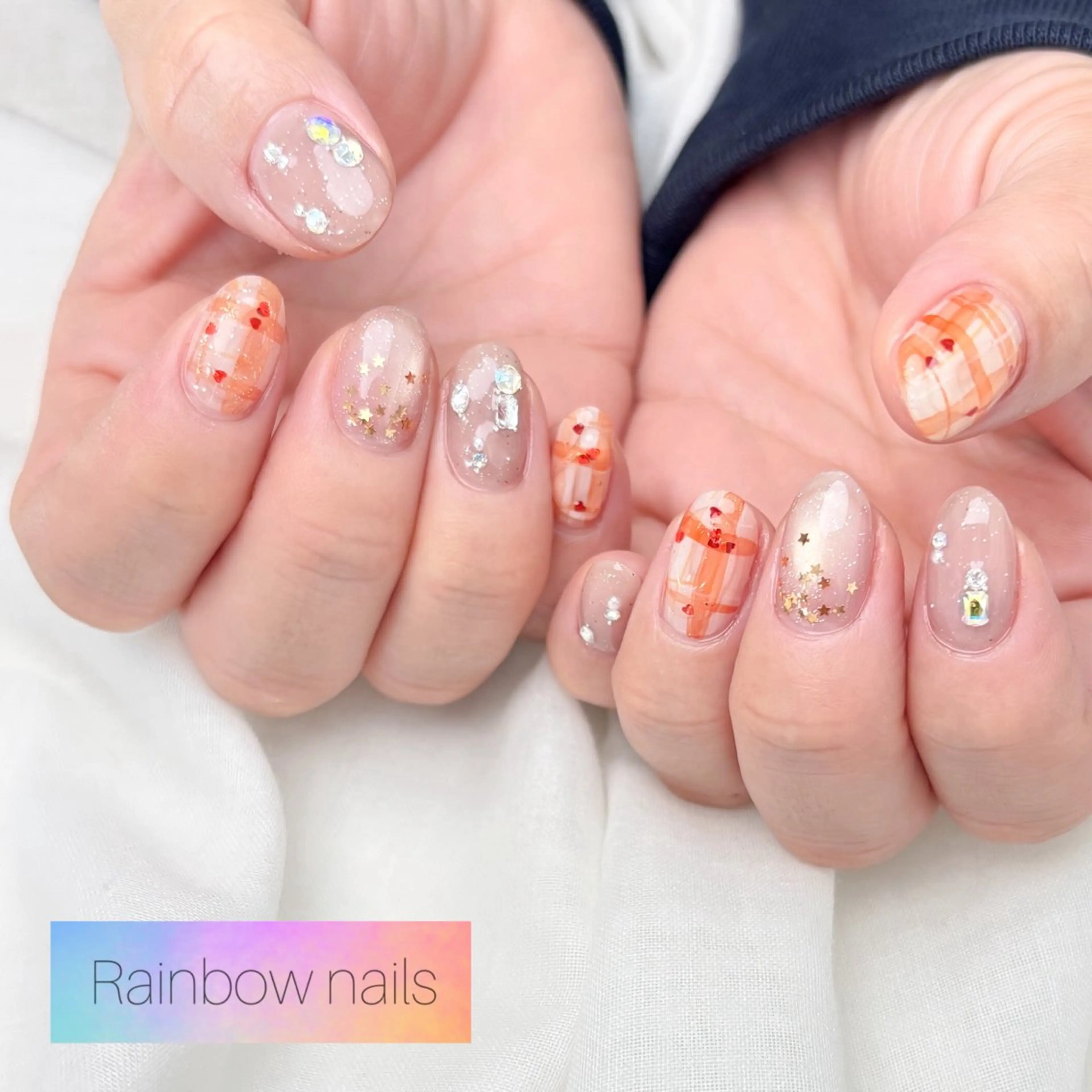 ネイル ハンドネイル Rainbow nailsくろちゃんのネイルデザイン