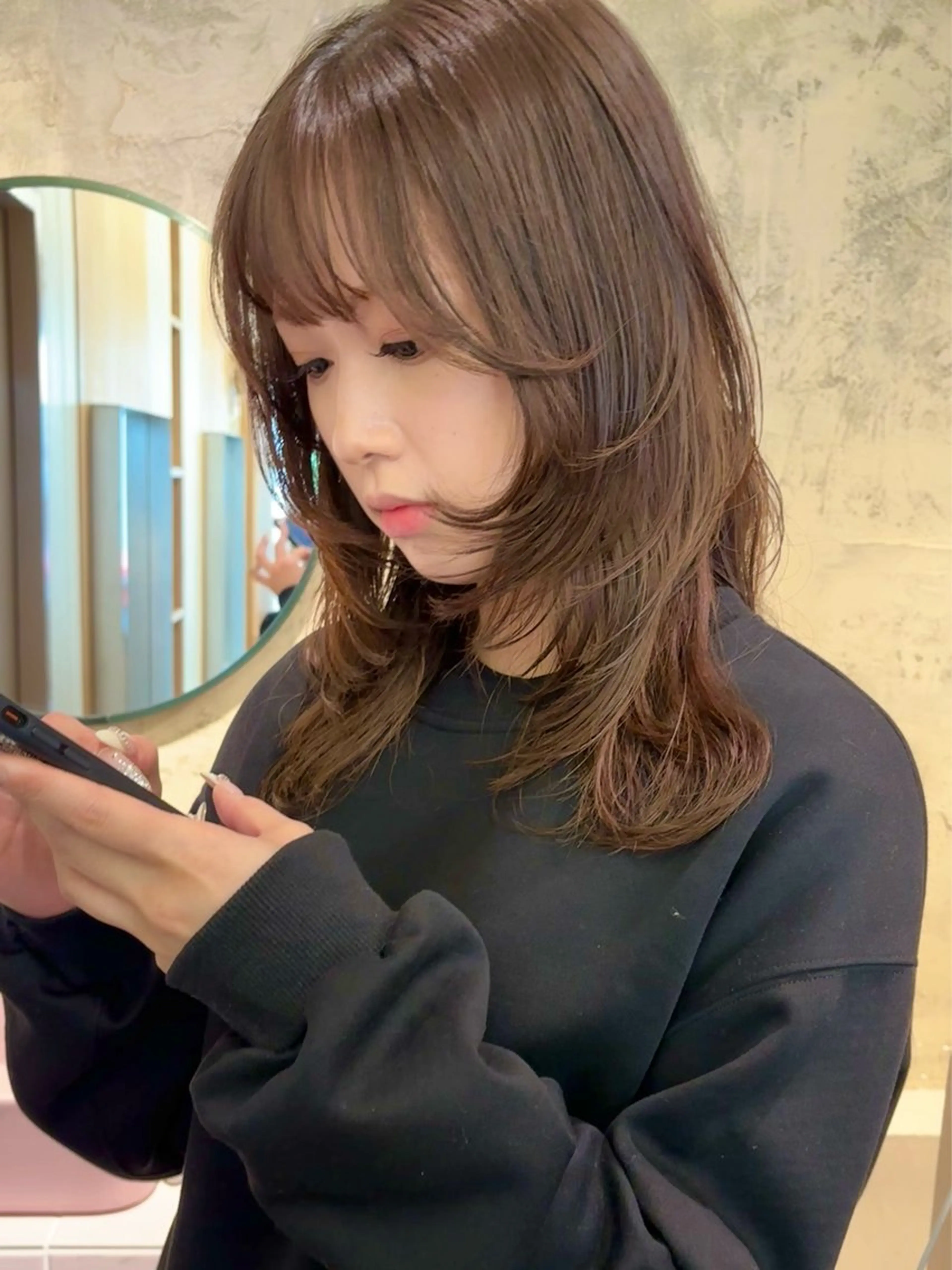 セミロング 顔周りカット レイヤーカット カット トリートメント 美空🐇 レイヤー / 透明感カラー🩰のヘアスタイル