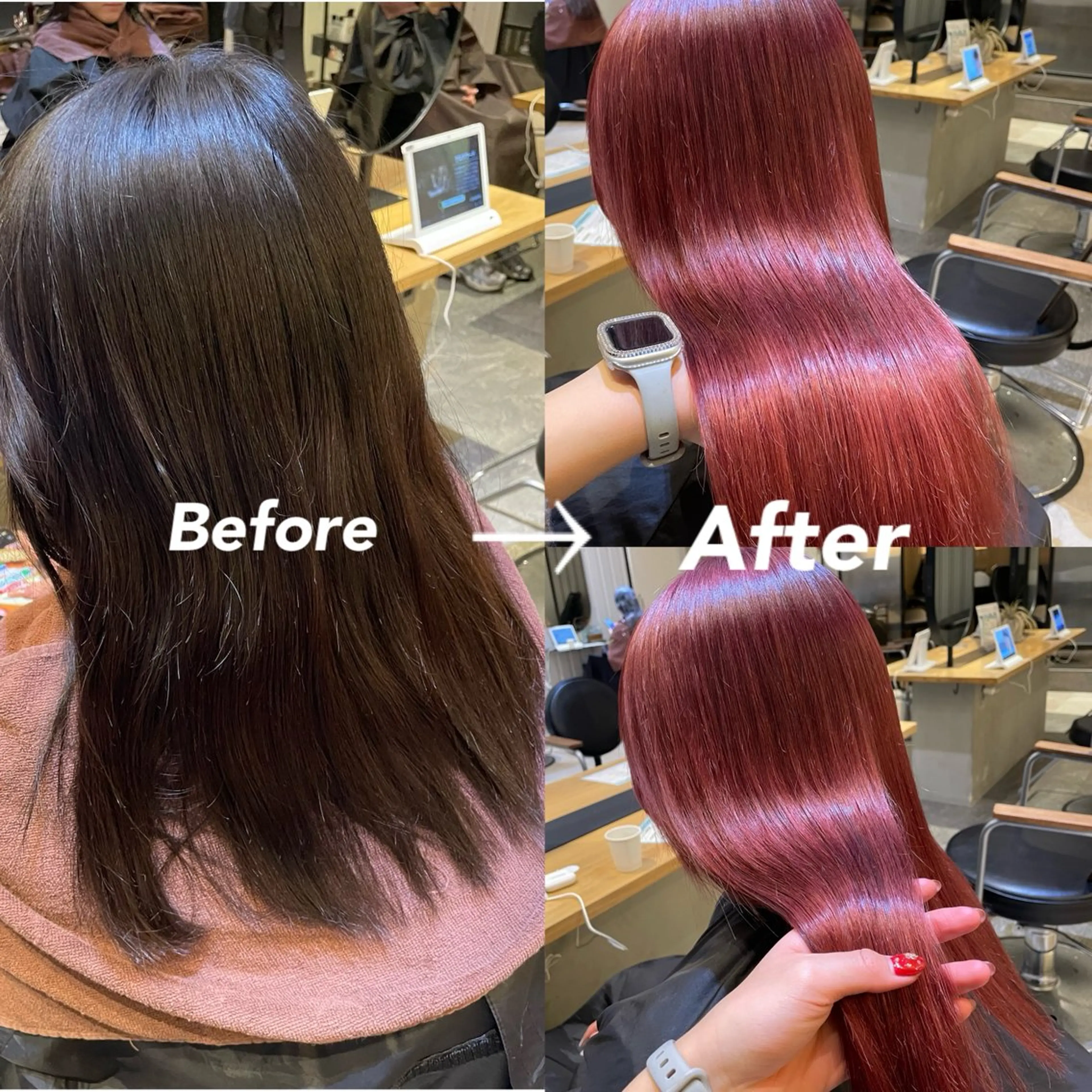 ロング カラー ヘアカラー 💘韓国レイヤー上 品カラーruru💘のヘアスタイル