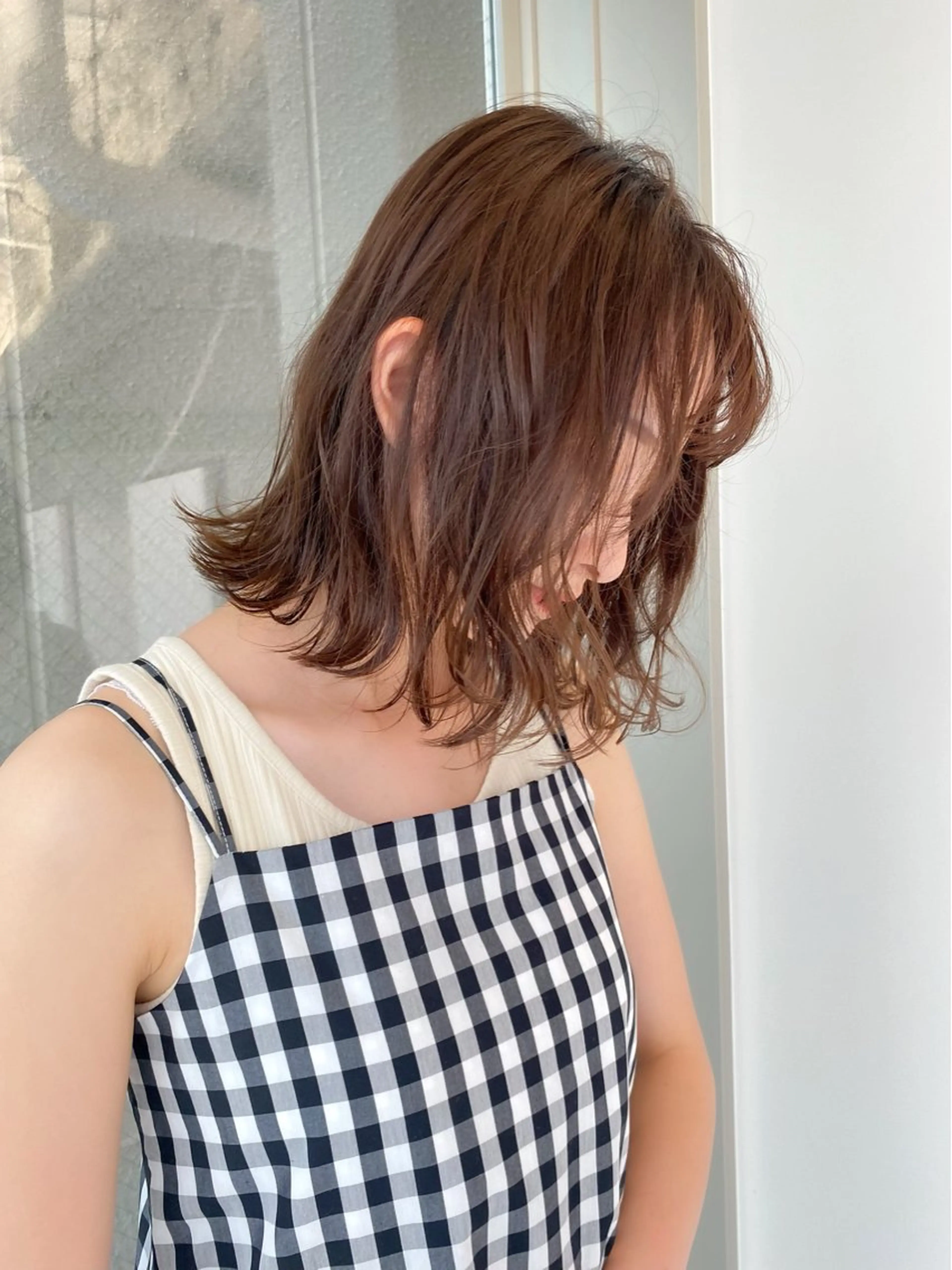 ミディアム 暖色系/レイヤー/ パーマ/貞金瑞波のヘアスタイル