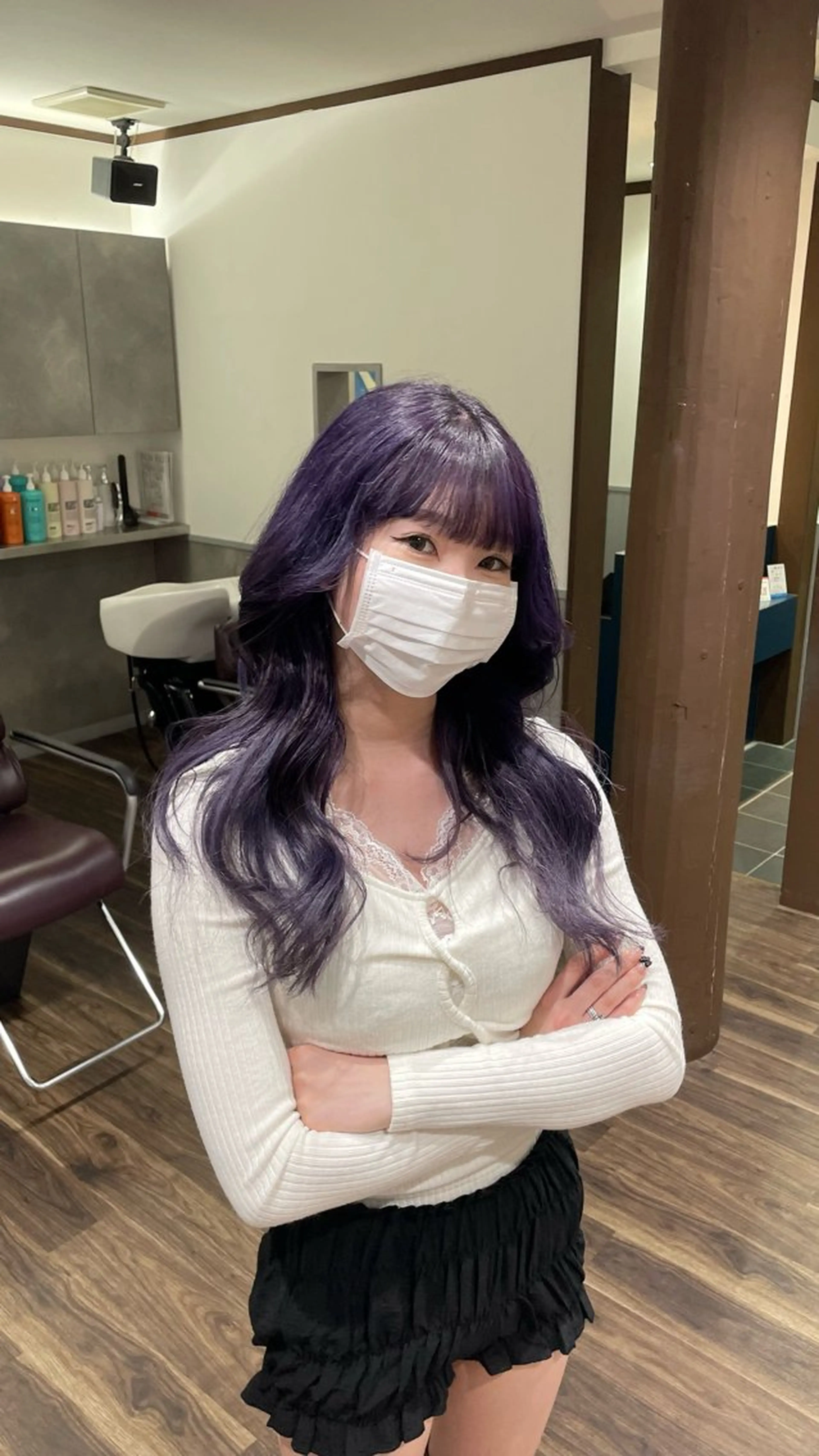 ロング パープルカラー ヘアカラー レイヤー🩶🎀 ブリーチ/なるのヘアスタイル
