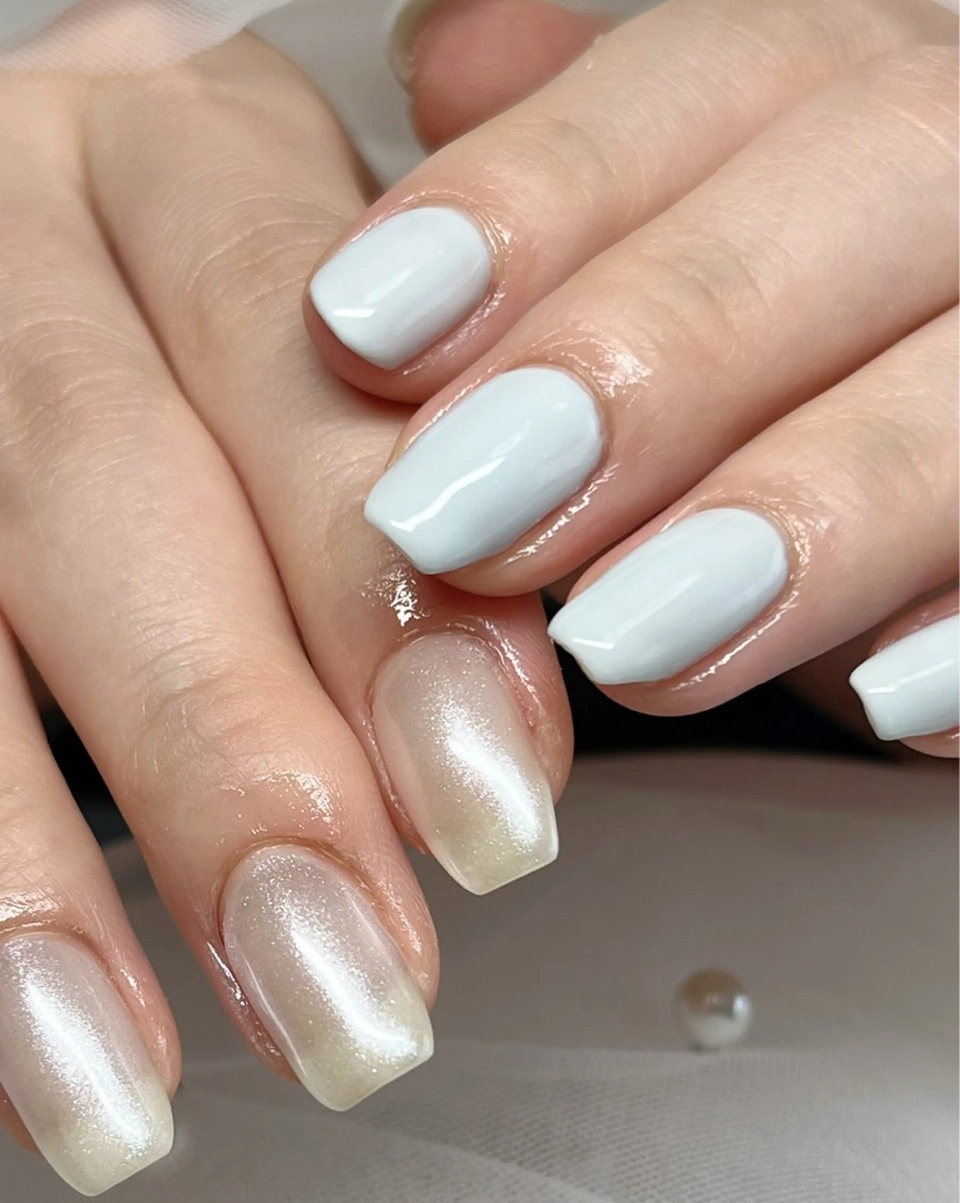 ネイル オーロラネイル ブルー パステルネイル ハンドネイル 10 nailのネイルデザイン