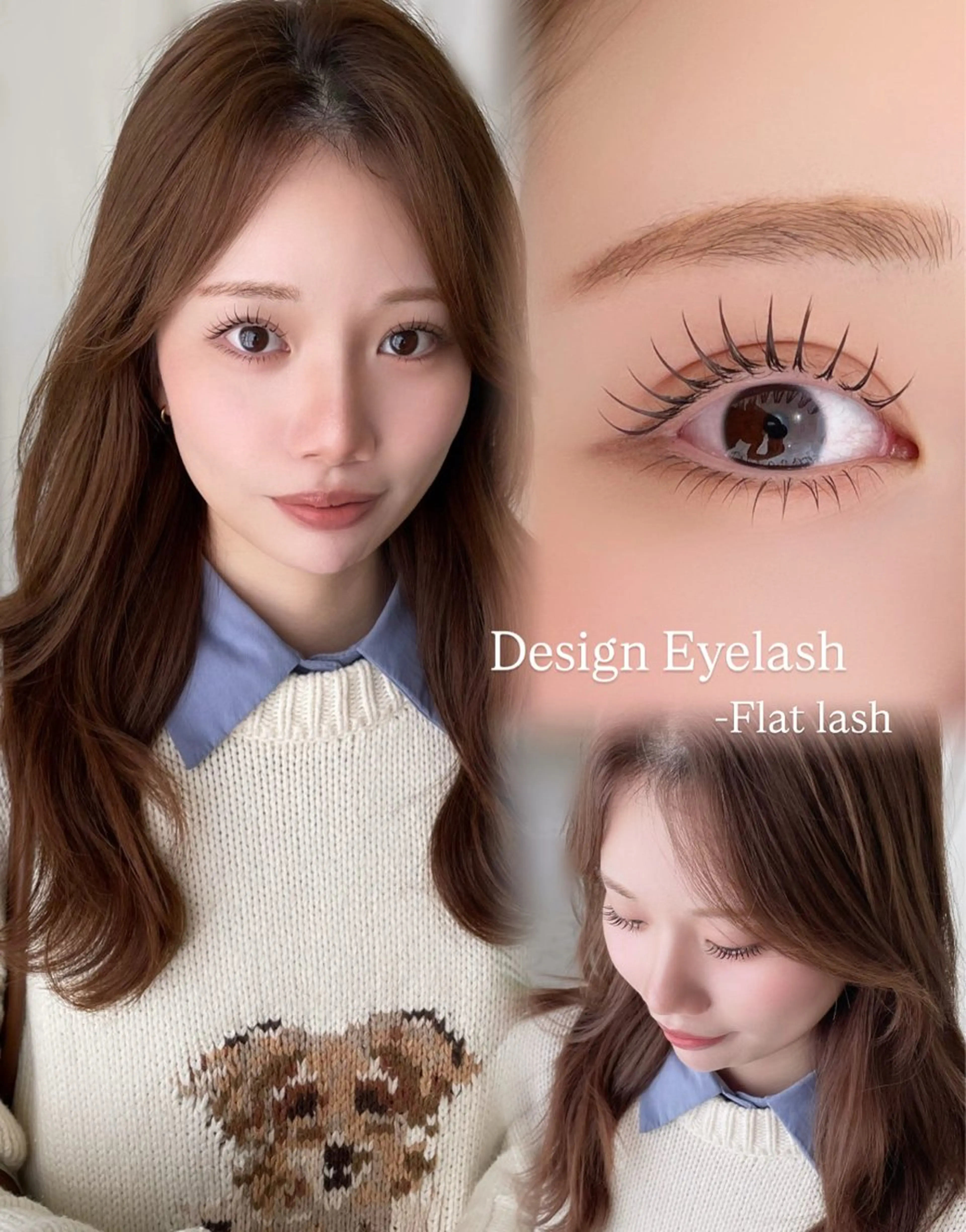 【お顔の魅力を120%引き出すデザインマツエク🤍】フラットラッシュ100本-華やかに、自然に盛りたい方へ※オフ代別途の写真