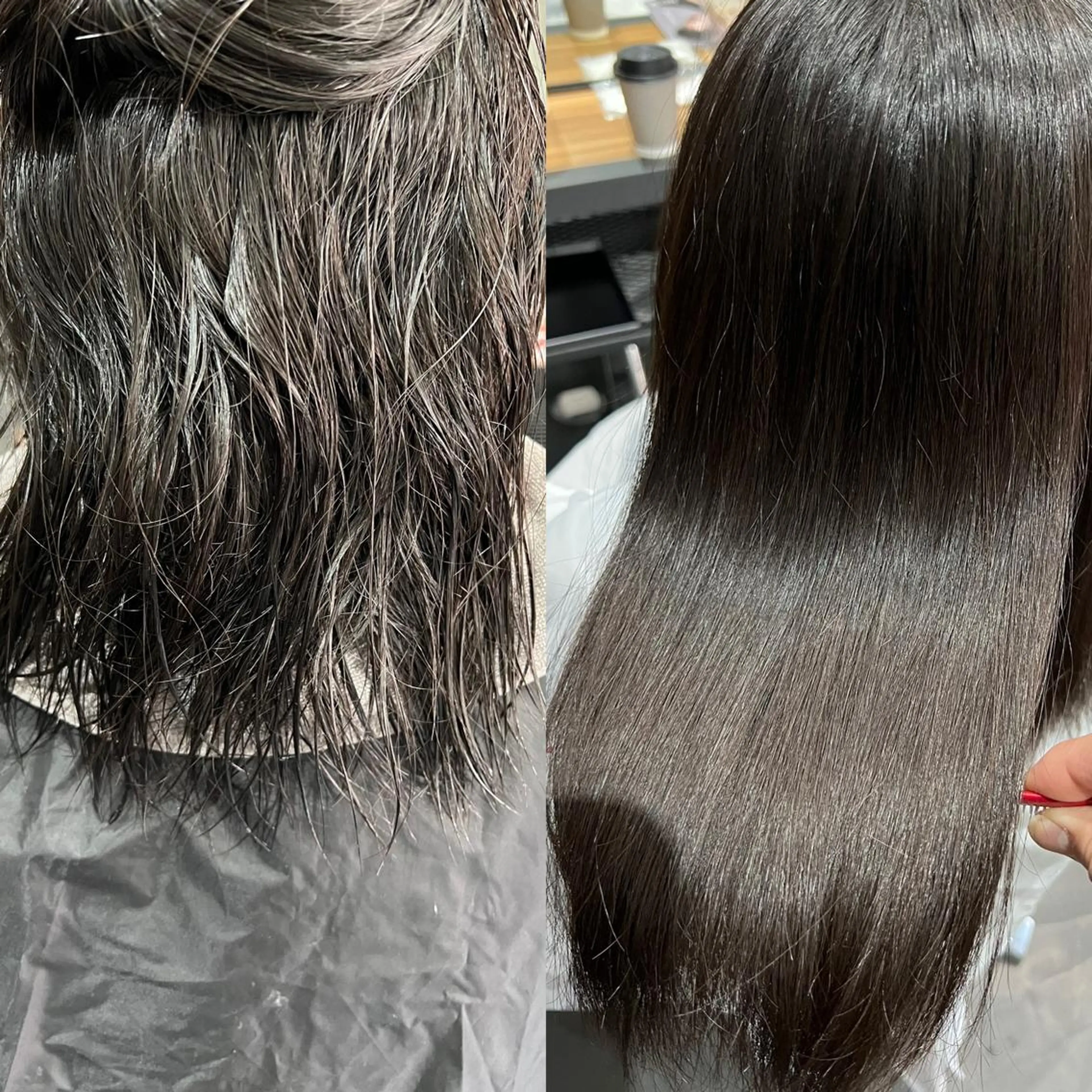 ミディアム カット 縮毛矯正 トリートメント 乾かすだけで艶髪酸性 ストレート髙橋悠耶のヘアスタイル