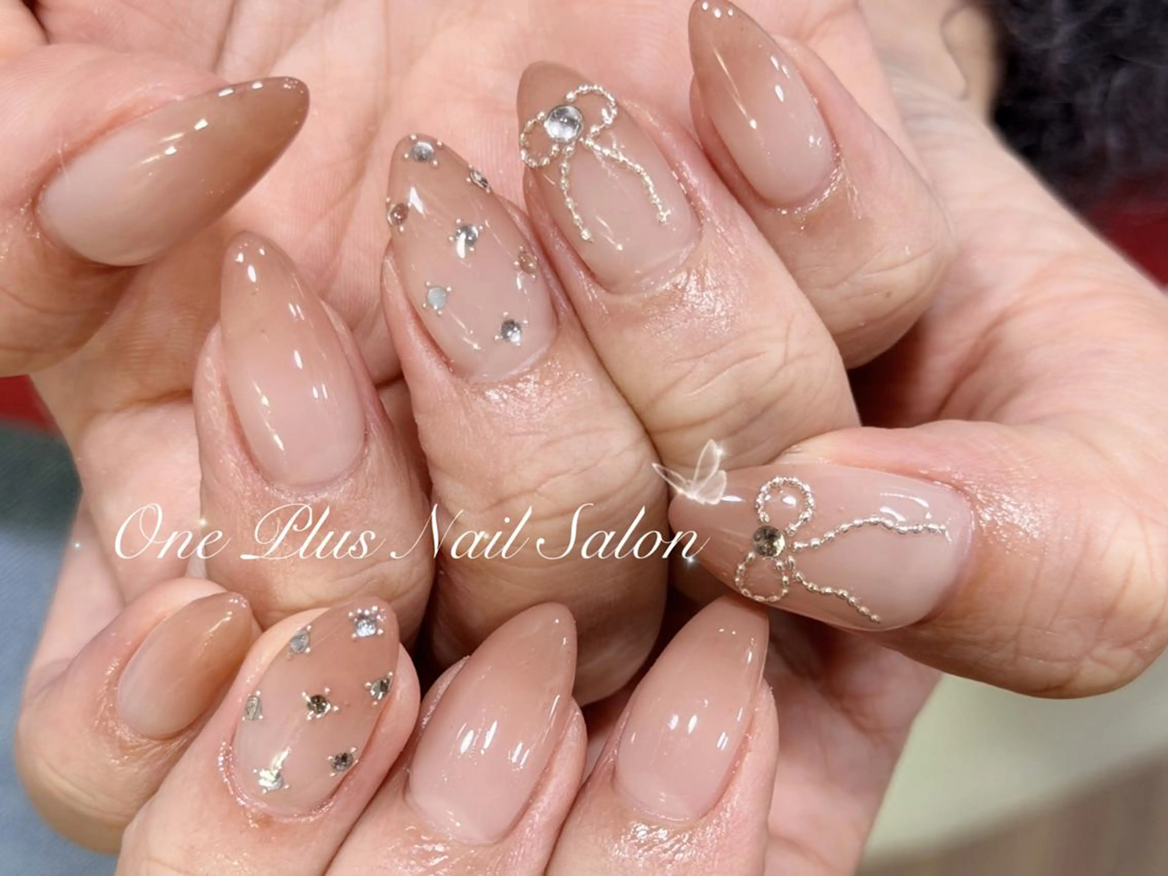 ネイル アニマル柄 ボルドー ブラウン フレンチネイル マグネットネイル One Plus Nail Salonのネイルデザイン