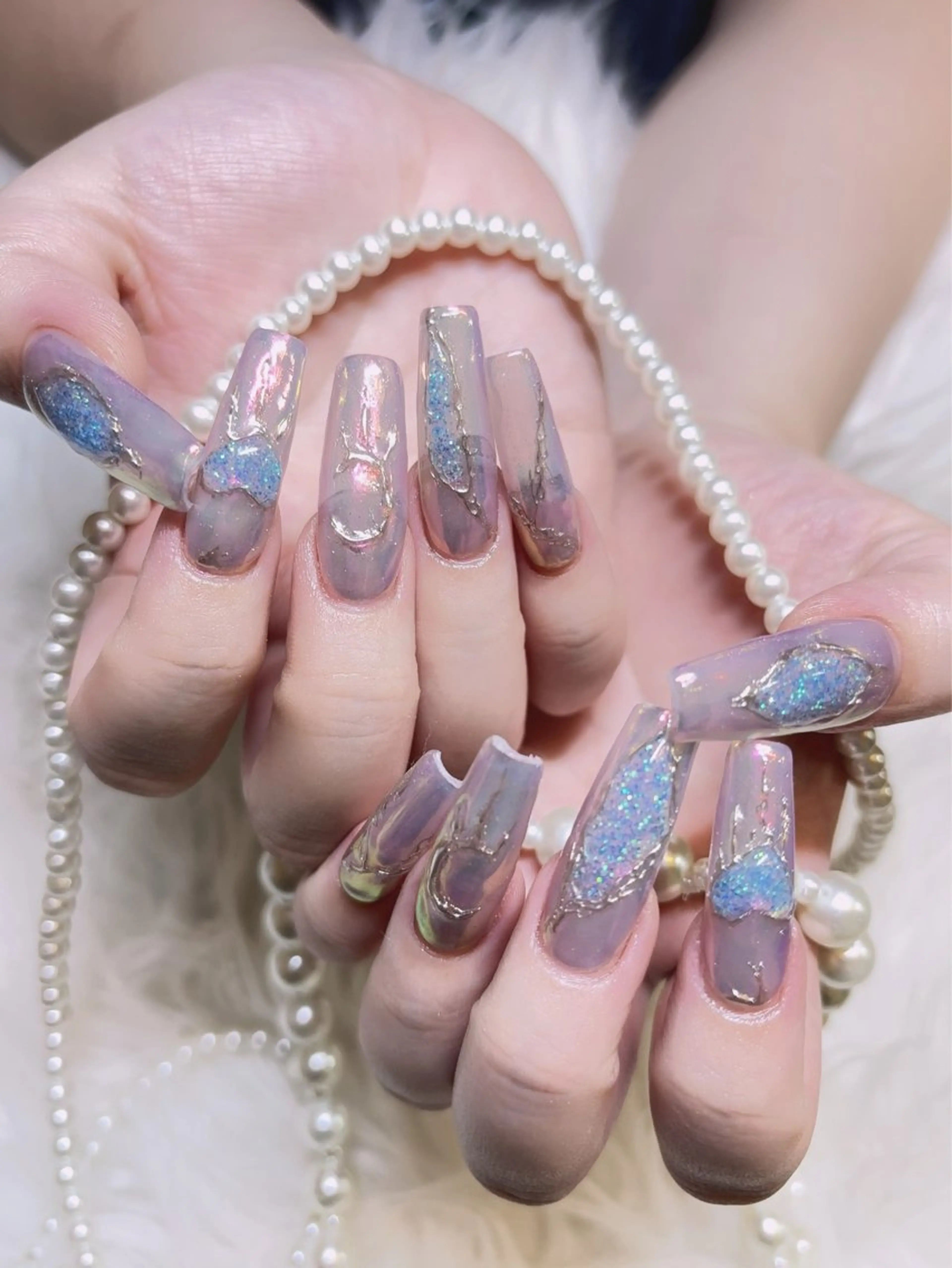 ネイル 長さ出し ロングネイル 持ち込み ハンドネイル fleur nailのネイルデザイン