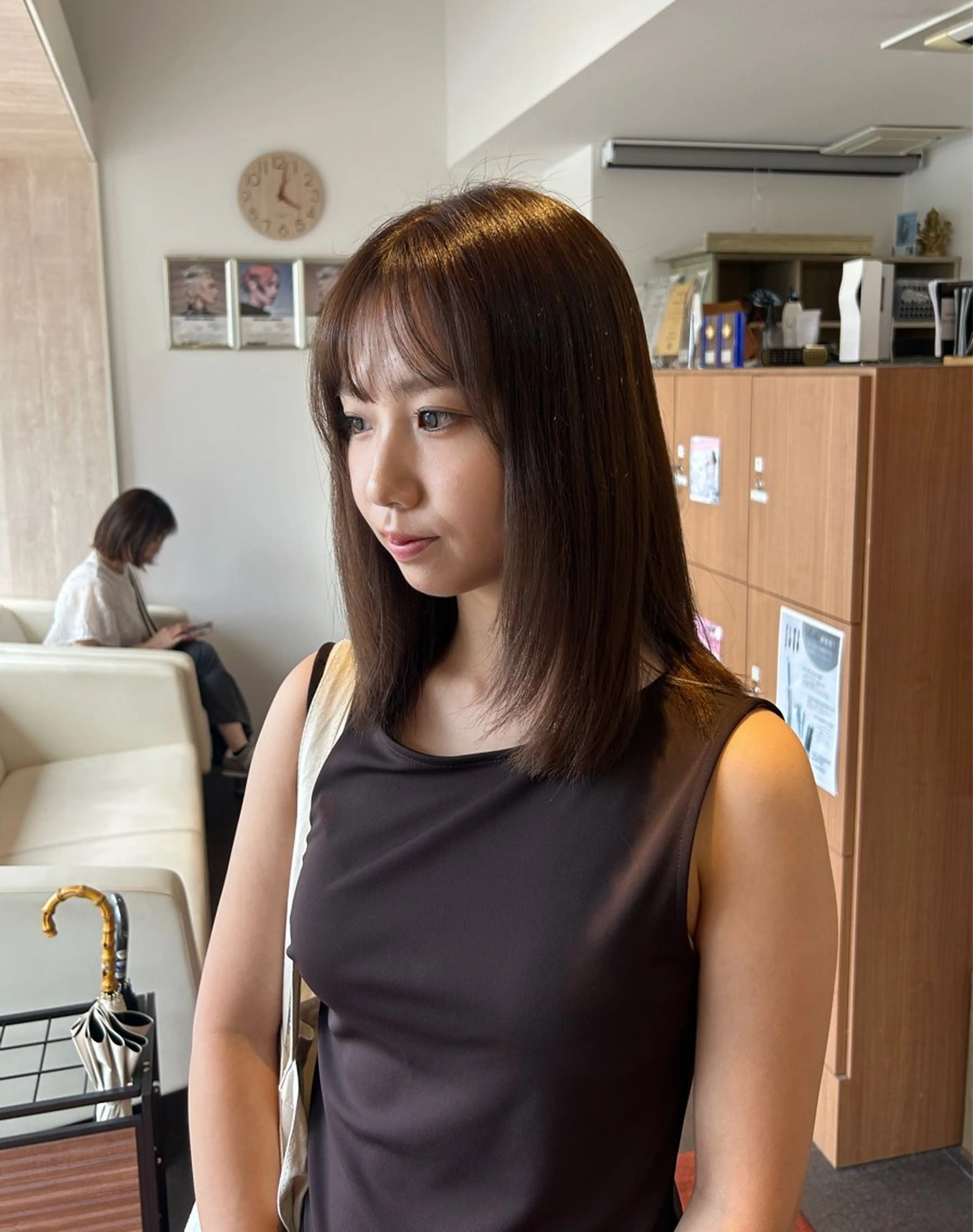 ミディアム 顔まわりレイヤー 顔周りカット レイヤーカット 🍓似合わせカット× パーマ／矢木🍓のヘアスタイル