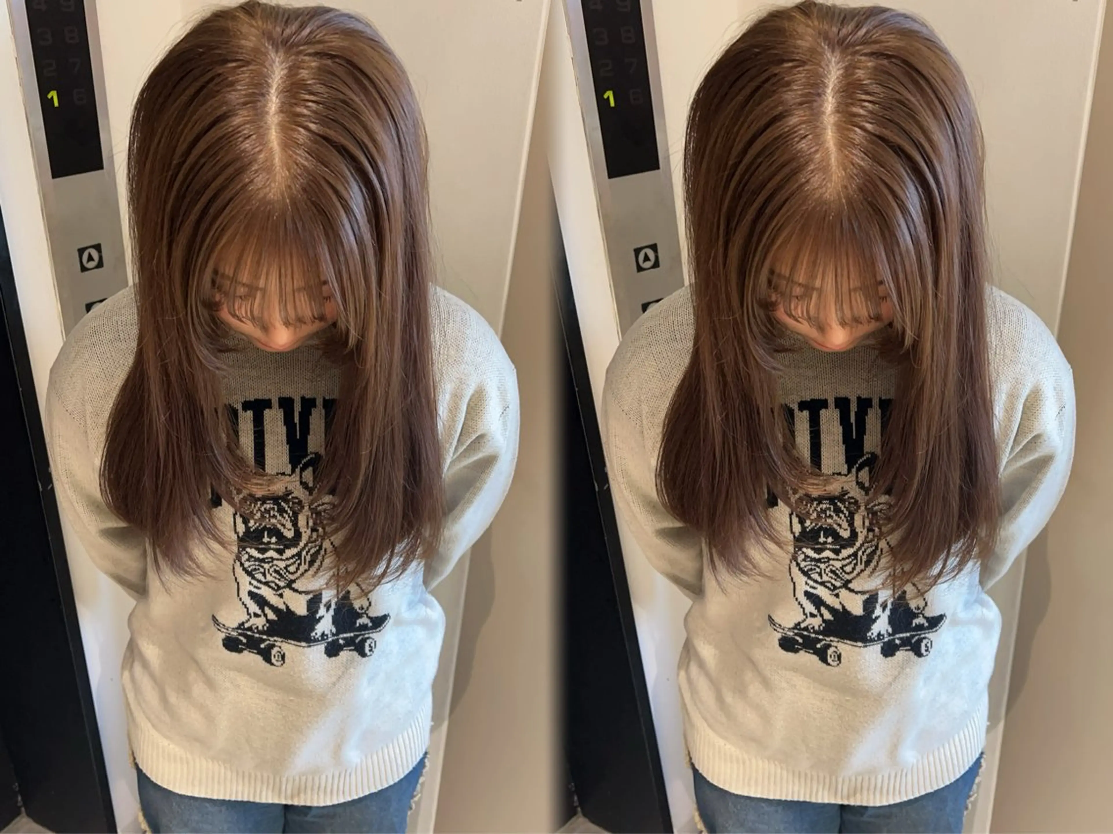 ロング カラー ベージュカラー ブリーチ ミルクティーベージュ ブリーチなしカラー ayaka🫧 梅田ダブルカラーのヘアスタイル