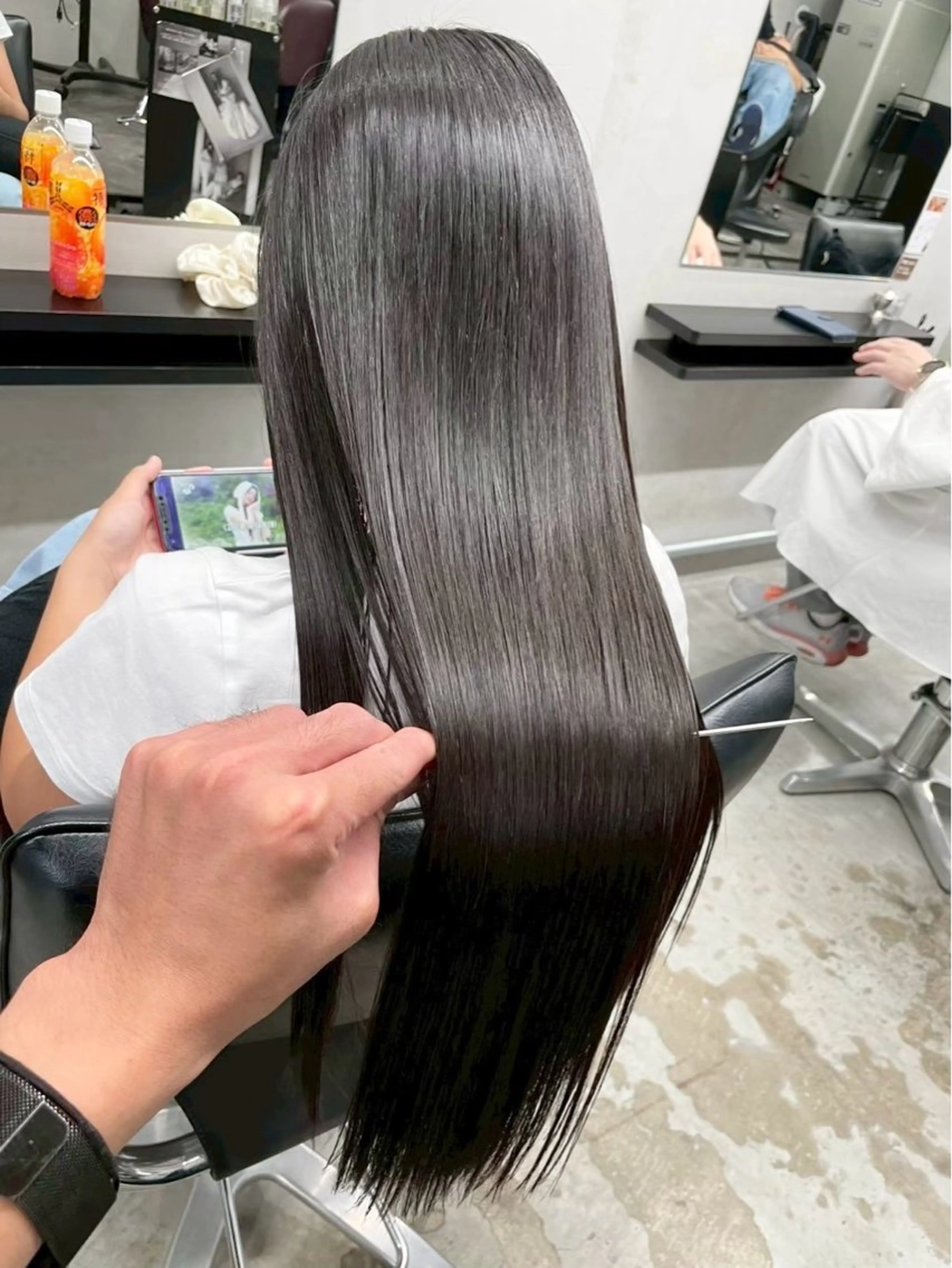 ロング カット 縮毛矯正 トリートメント メンズ特化×女性 施術◎清水 真之介のヘアスタイル